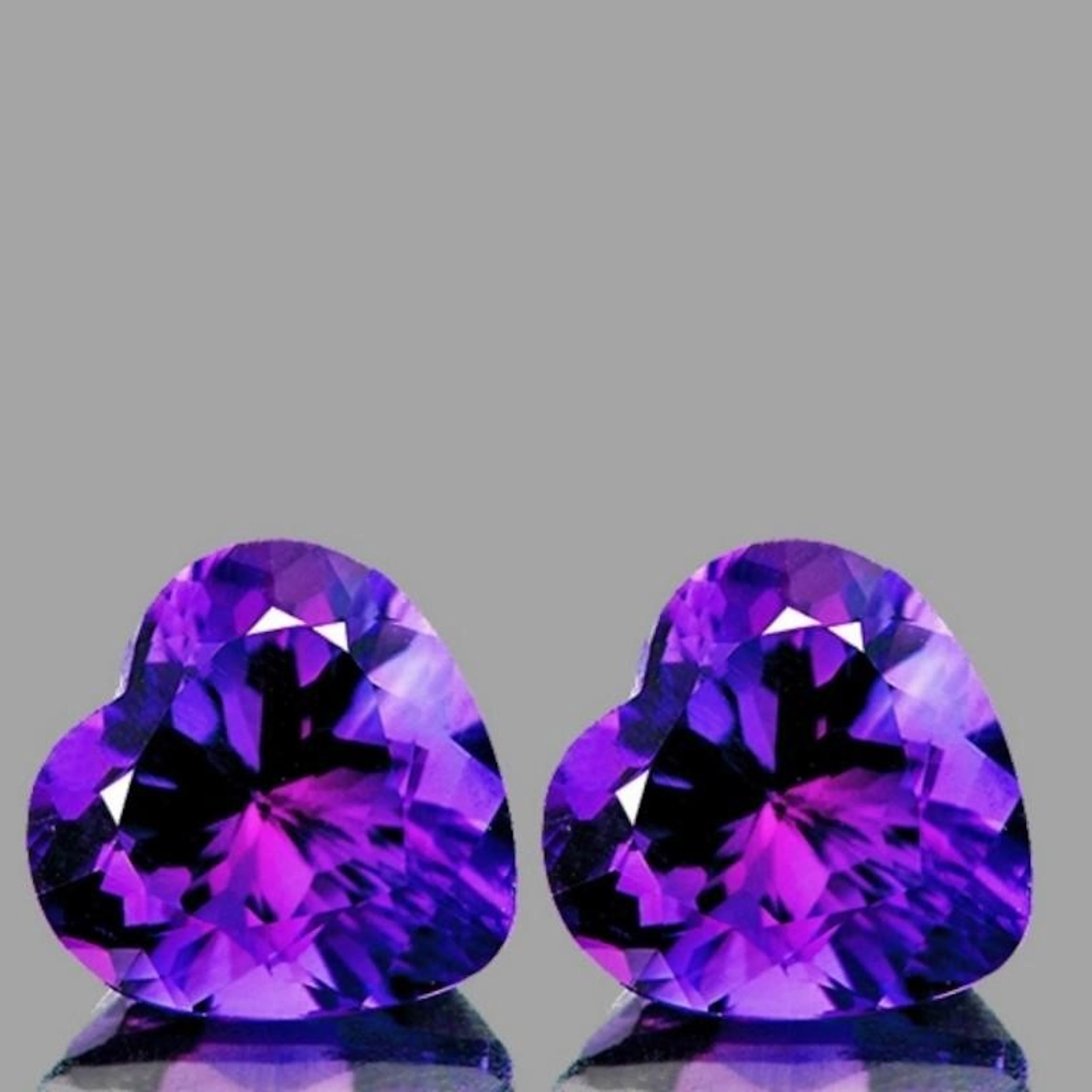Natural Purple Amethyst Heart Pair [Flawless-VVS]