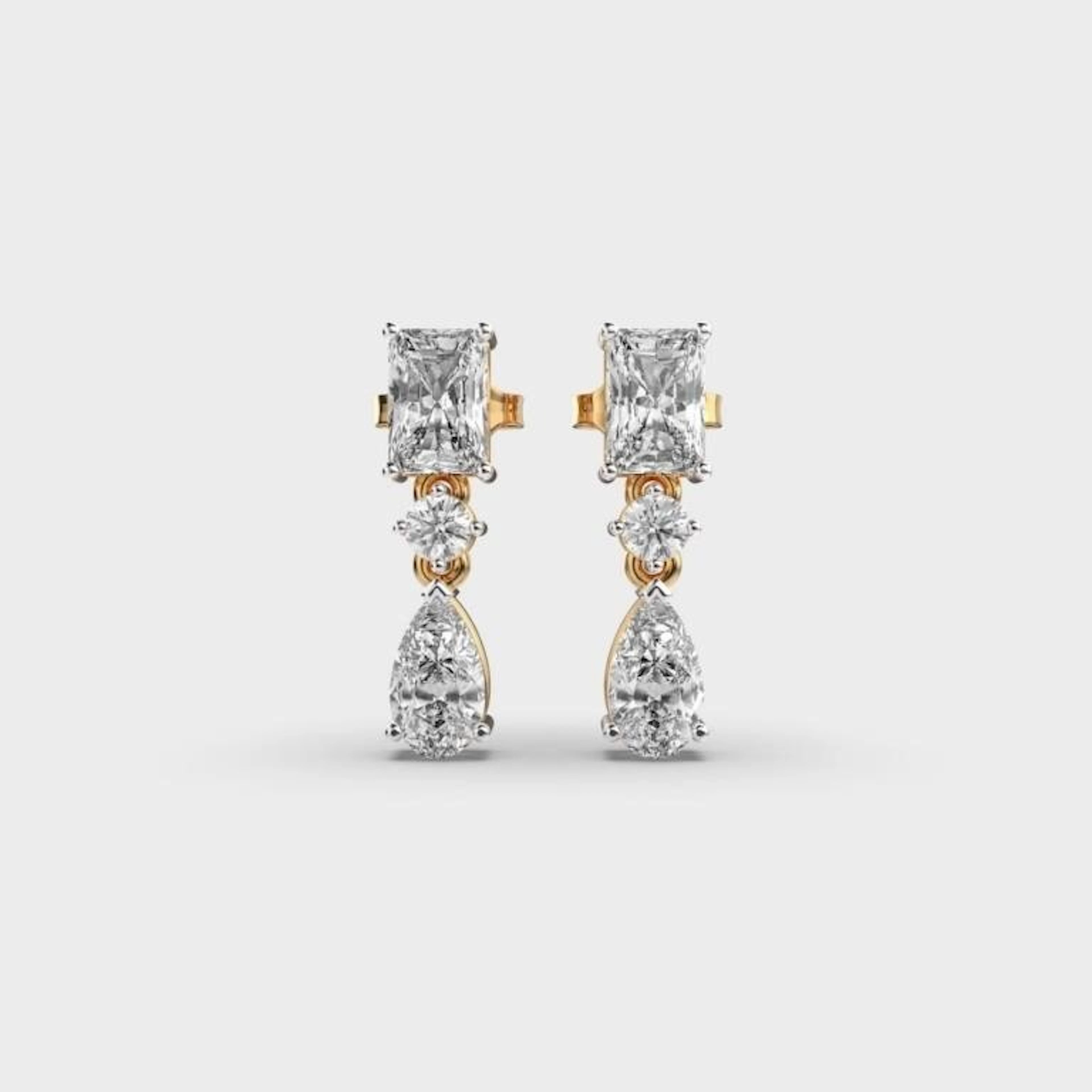 Gold & White Diamonds 10 Cts Drop Earrings