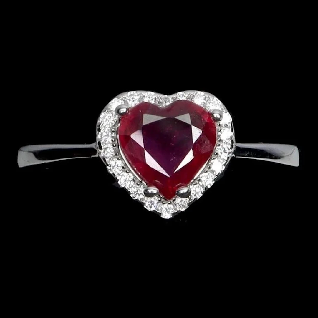 Natural Pigeon Blood Red Ruby Heart Ring