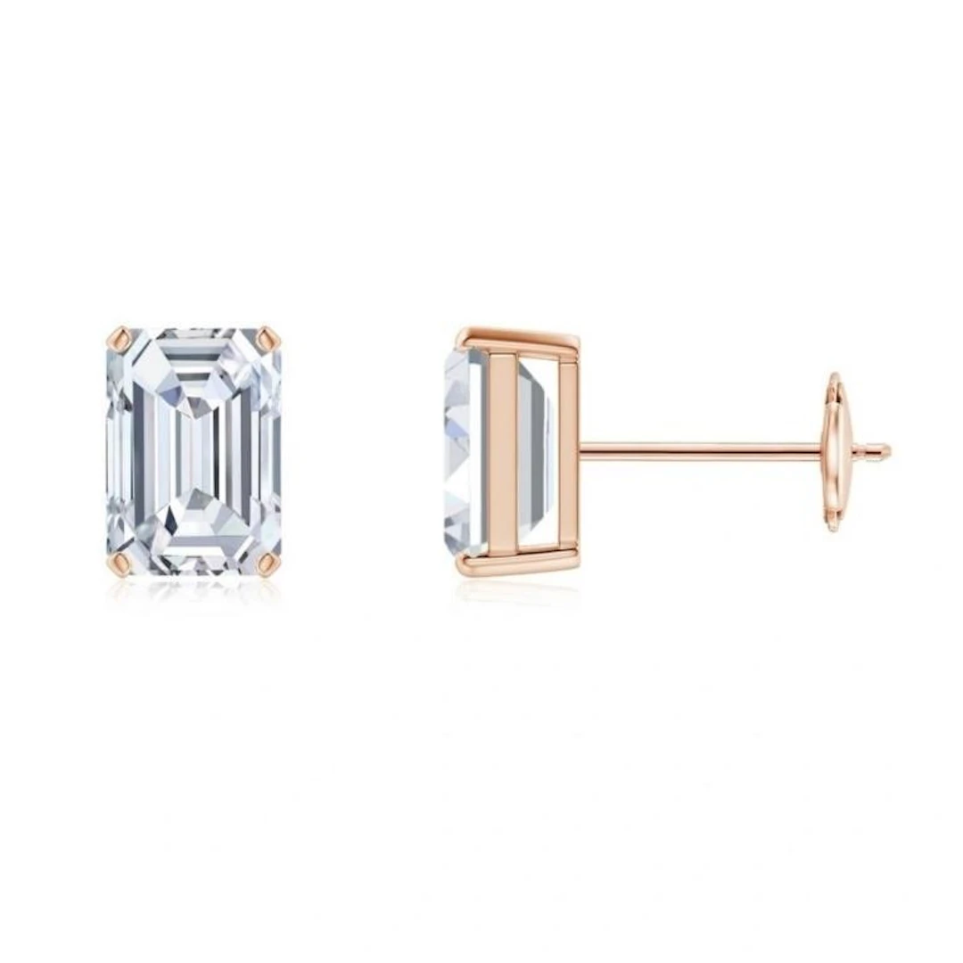 Gold & Lab Diamond 3.00 Cts Earrings Studs