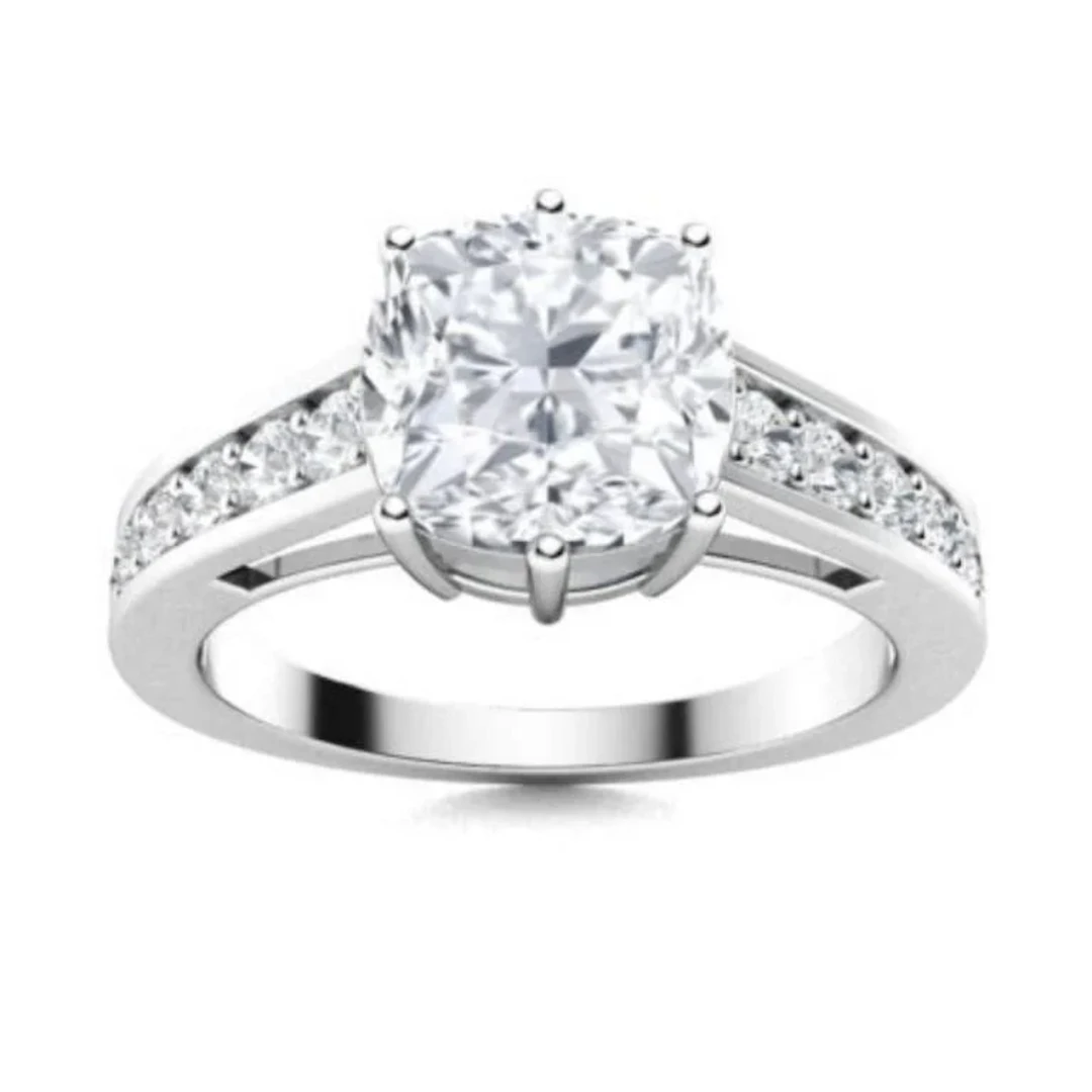 Gold & Brilliant White Diamond 2.50 Cts Ring - E/V