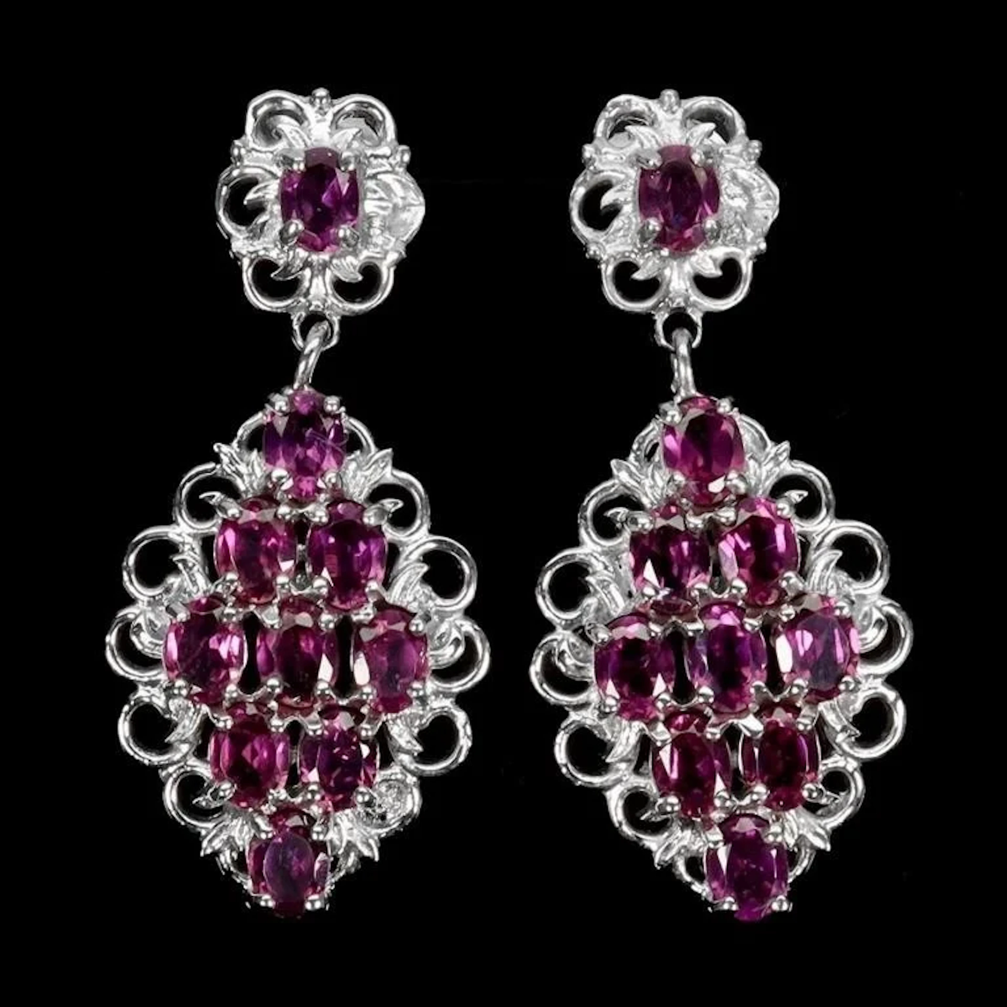 Natural Rhodolite Garnet Earrings
