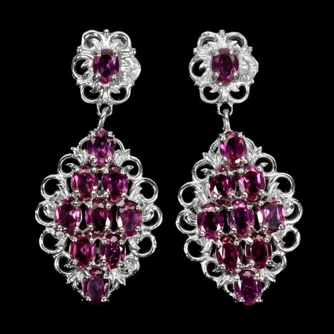 Natural Rhodolite Garnet Earrings