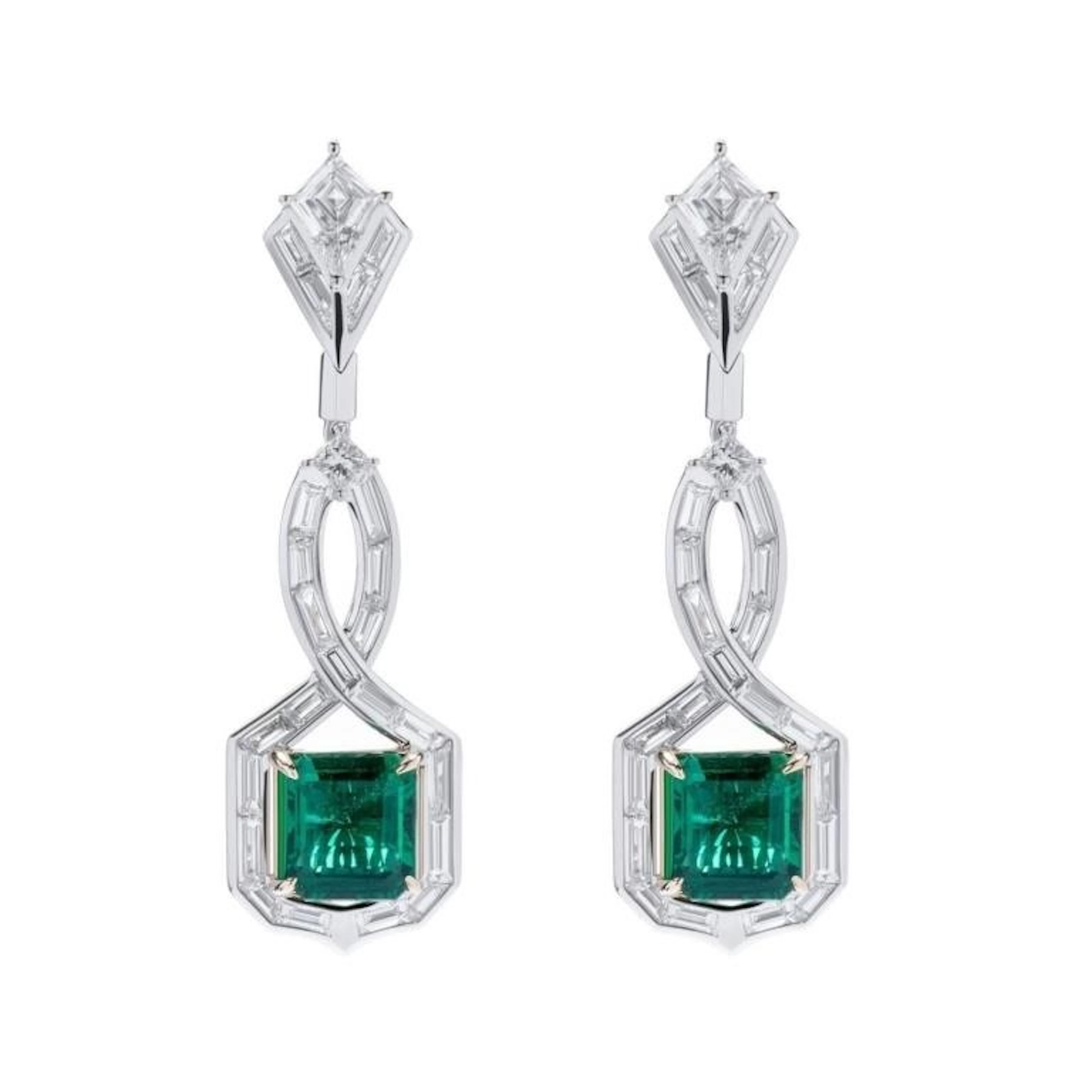 Emerald & Diamond Drop EarRings