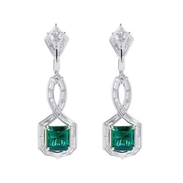 Emerald & Diamond Drop EarRings