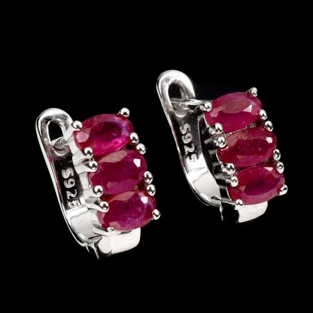 Natural Red Ruby Earrings