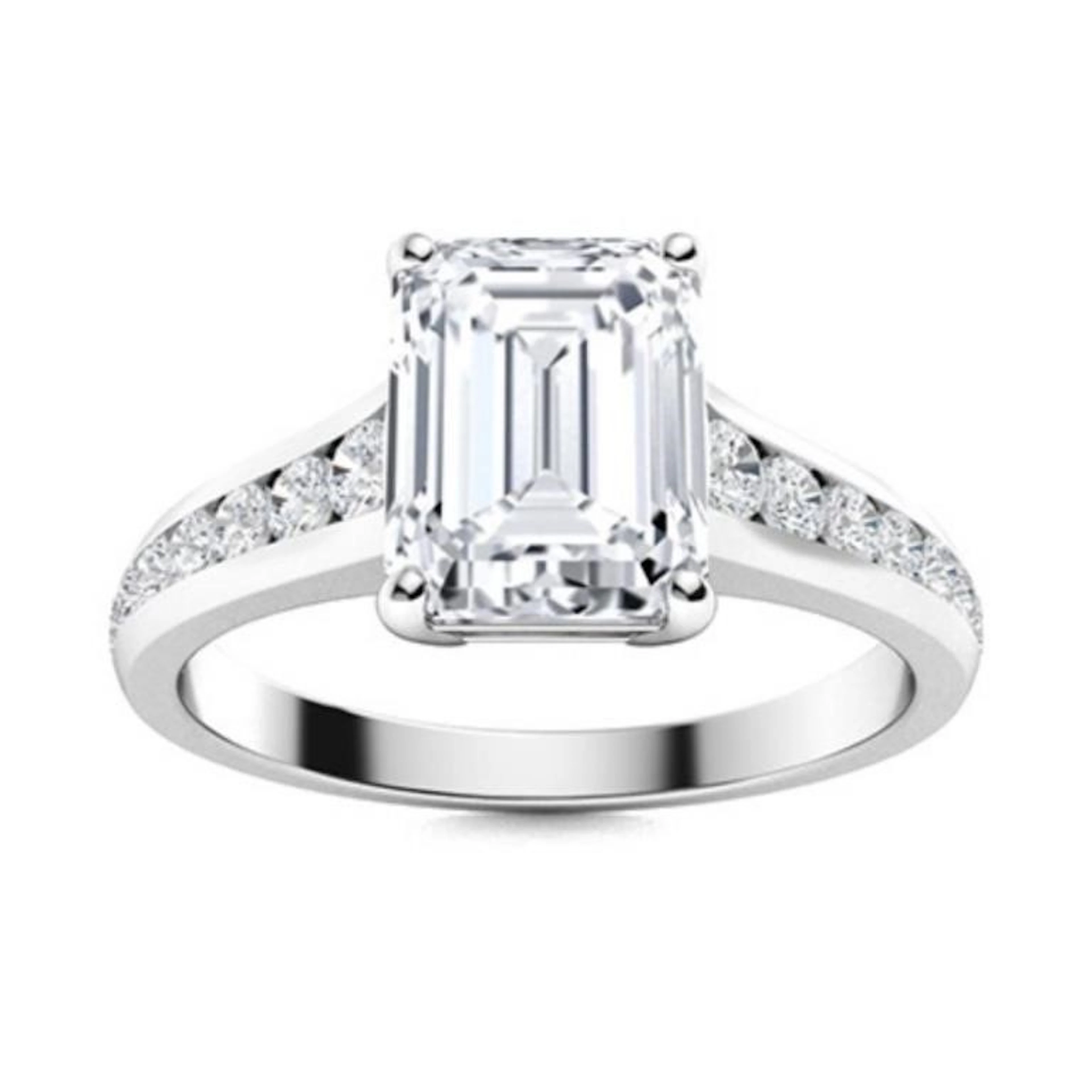 Gold & Lab Octagon Diamond 3.50 Cts Ring - E/VVS