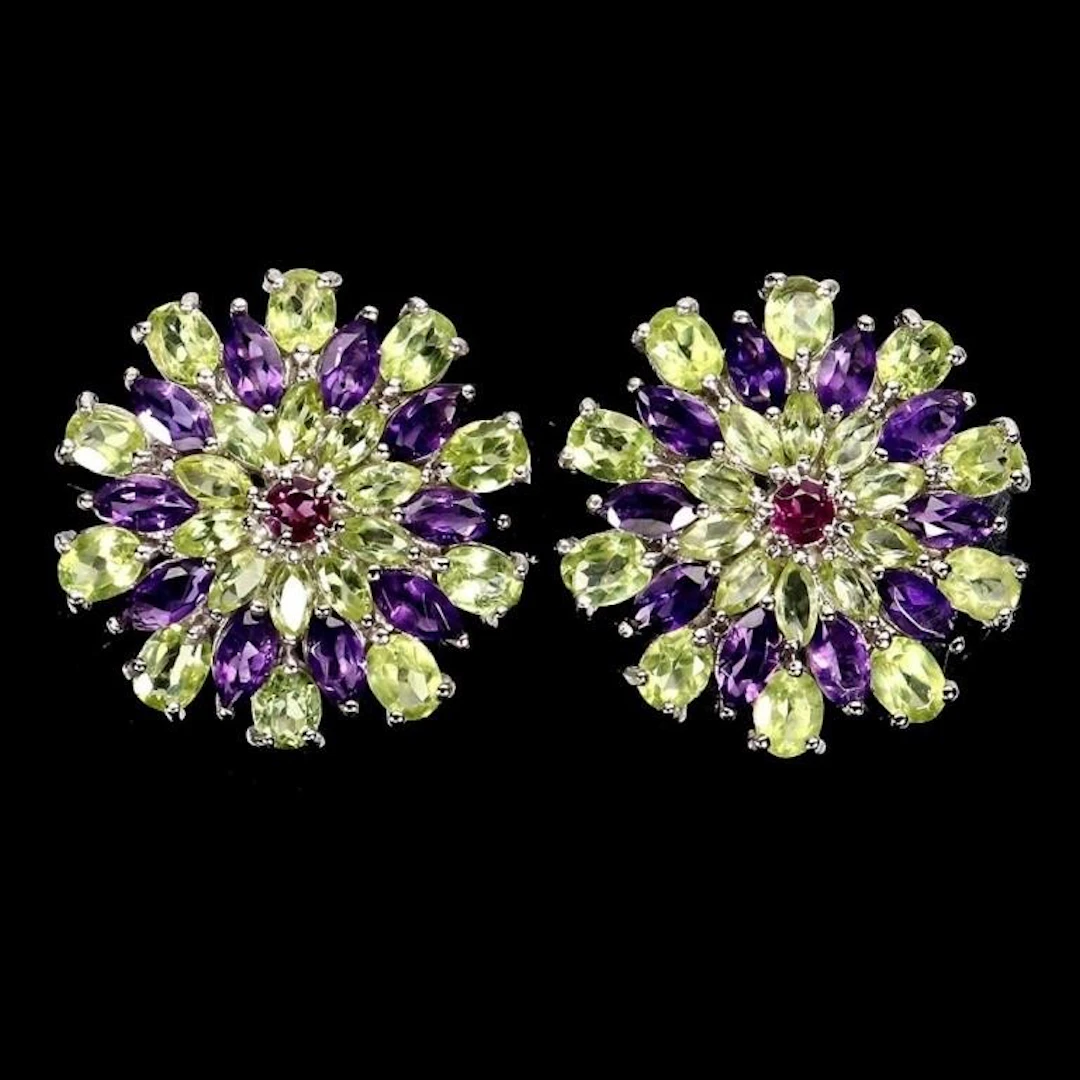Natural Tanzanite & Peridot Earrings