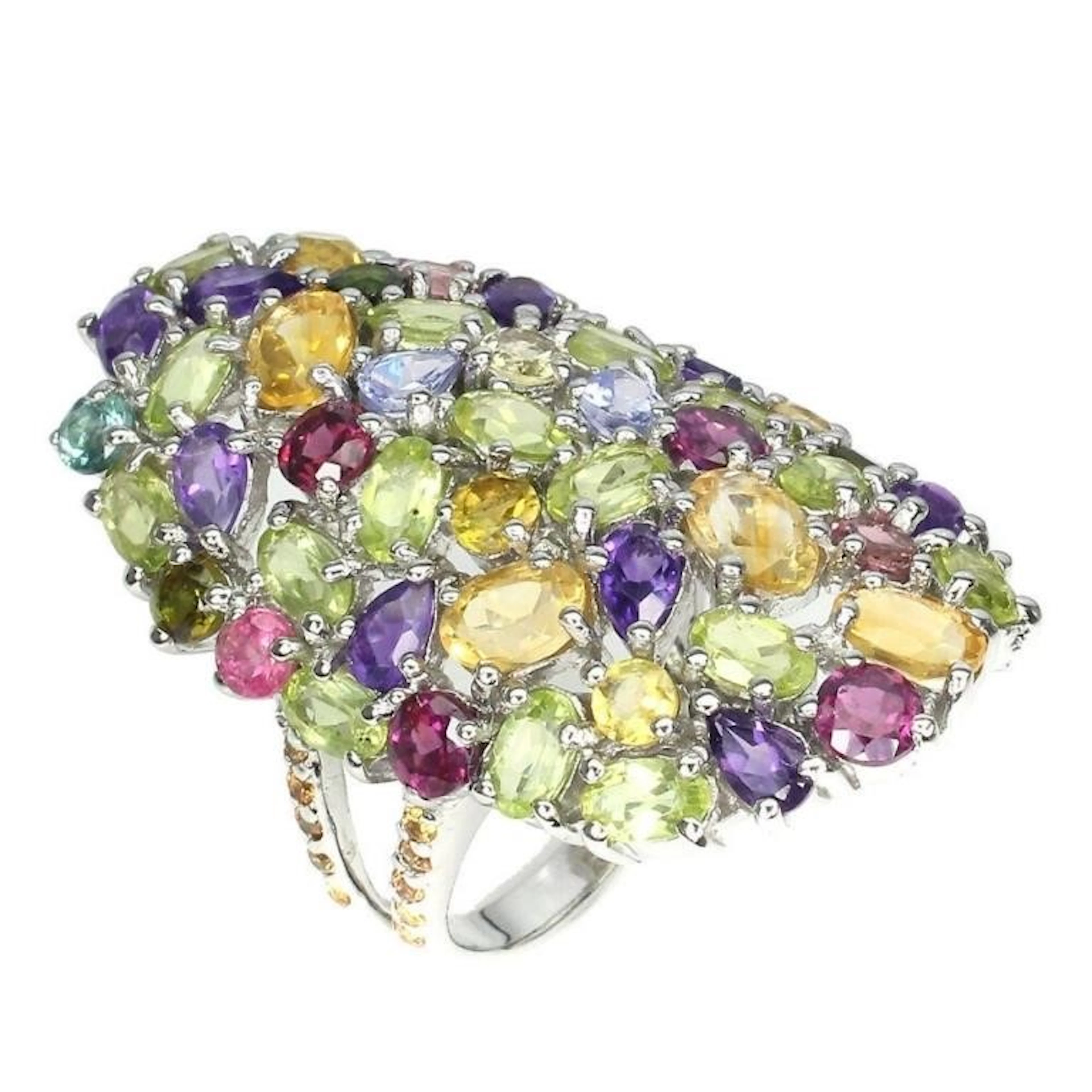 Natural Citrine Amethyst & Tanzanite Ring