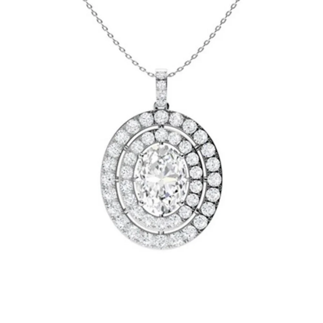 Gold & White Diamonds 3 Cts Necklace - E/VVS