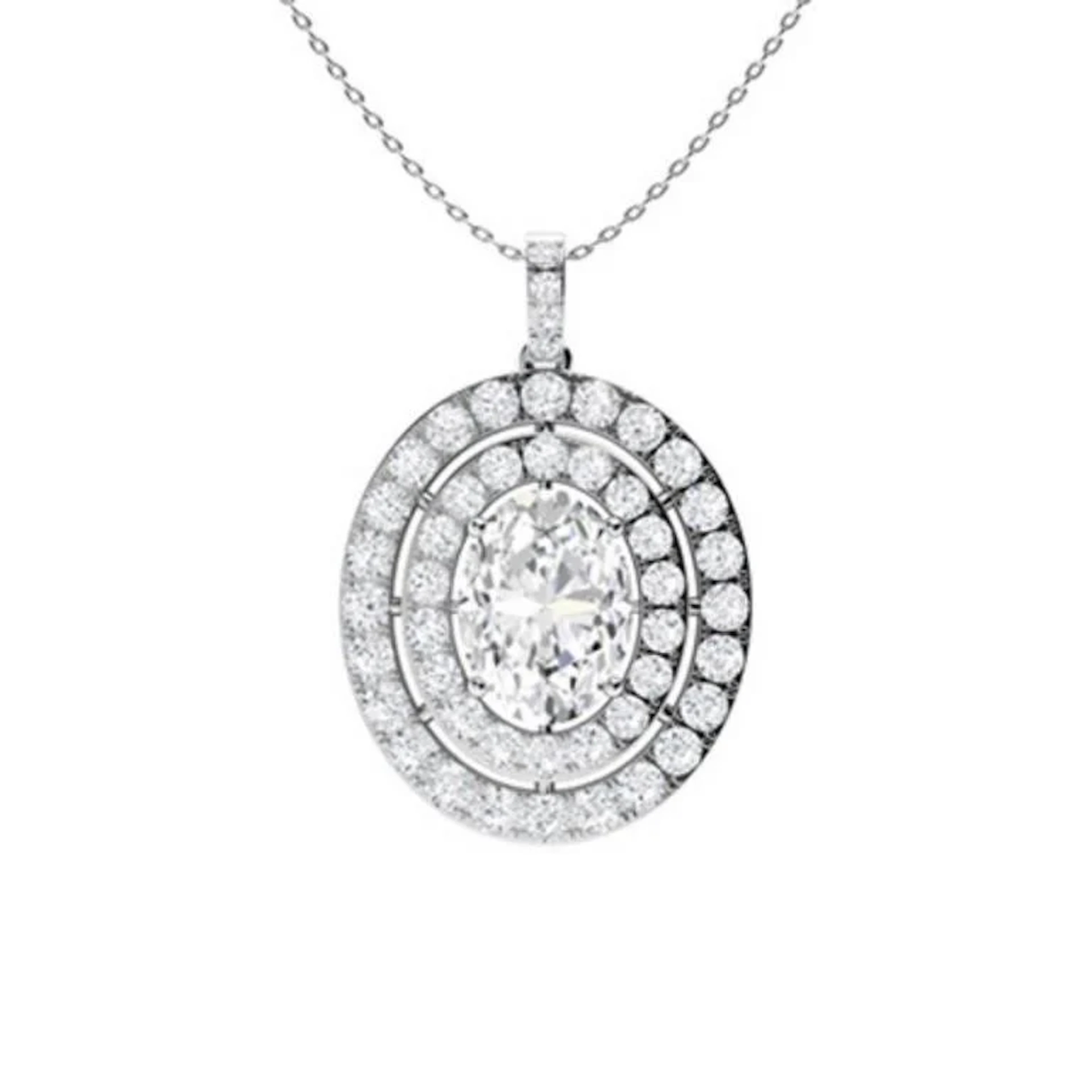 Gold & White Diamonds 3 Cts Necklace - E/VVS