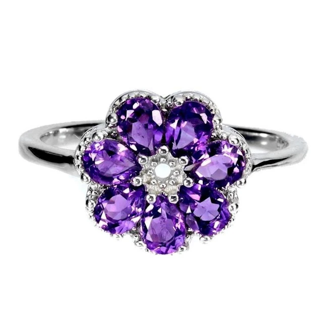 Natural Uruguay Purple Amethyst Ring