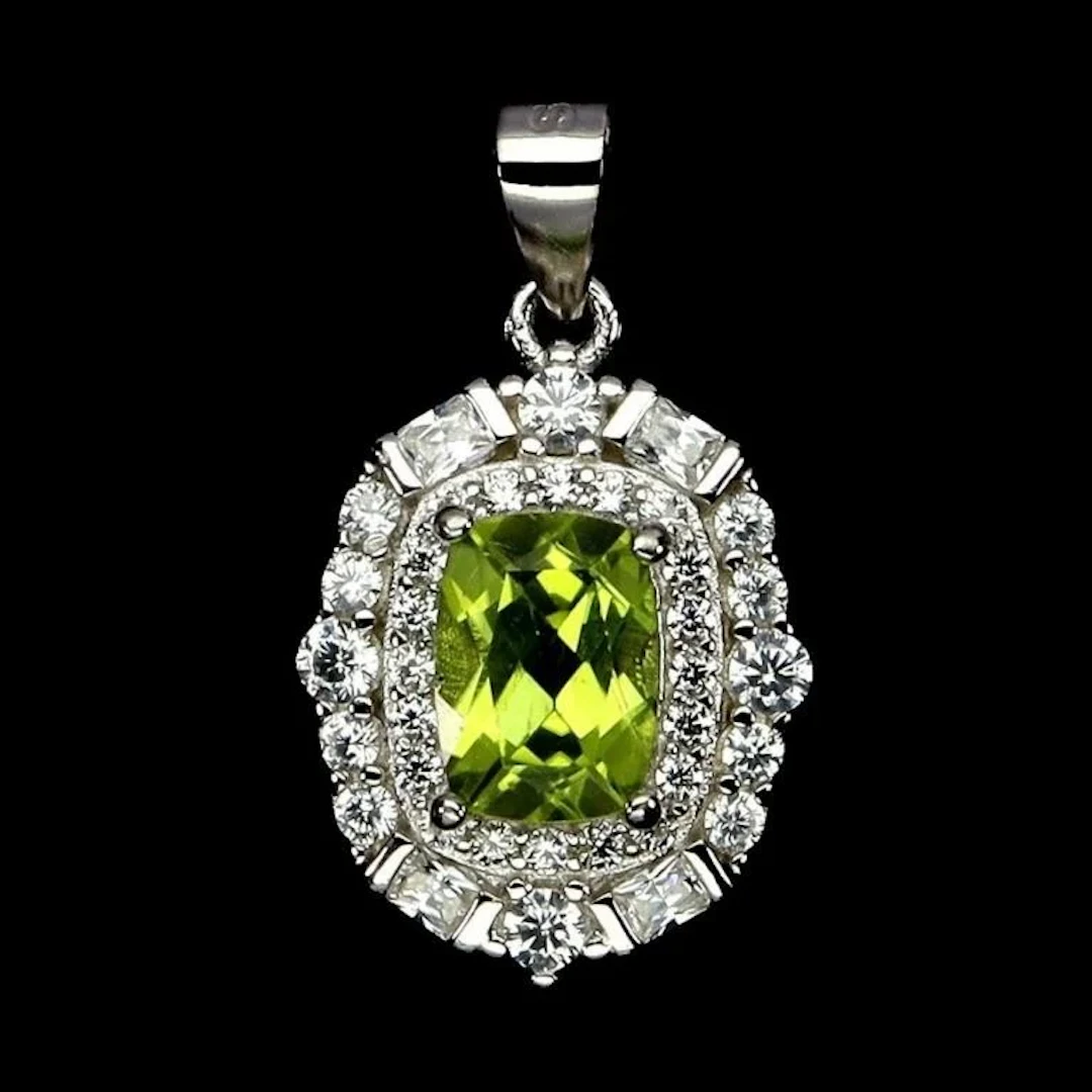 Natural Cushion Peridot Pendant