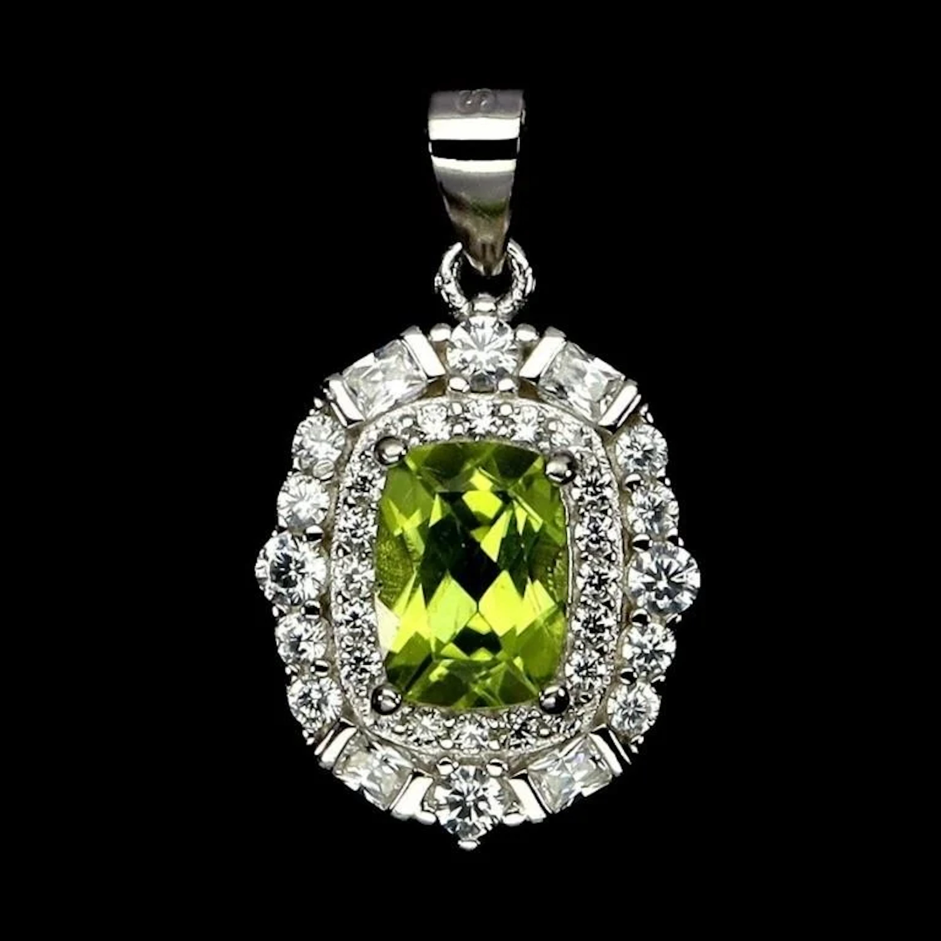 Natural Cushion Peridot Pendant