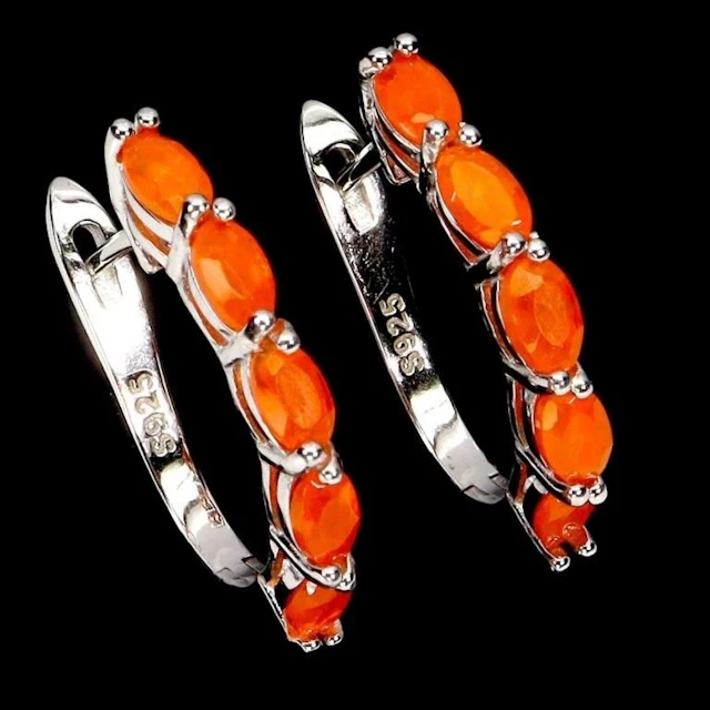 Natural Ethopian Orange Opal EarRings