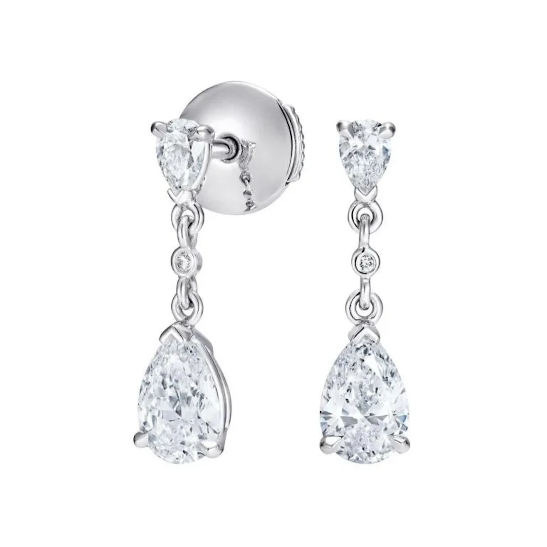 Gold & White Diamond 5.00 Cts Drop Earrings