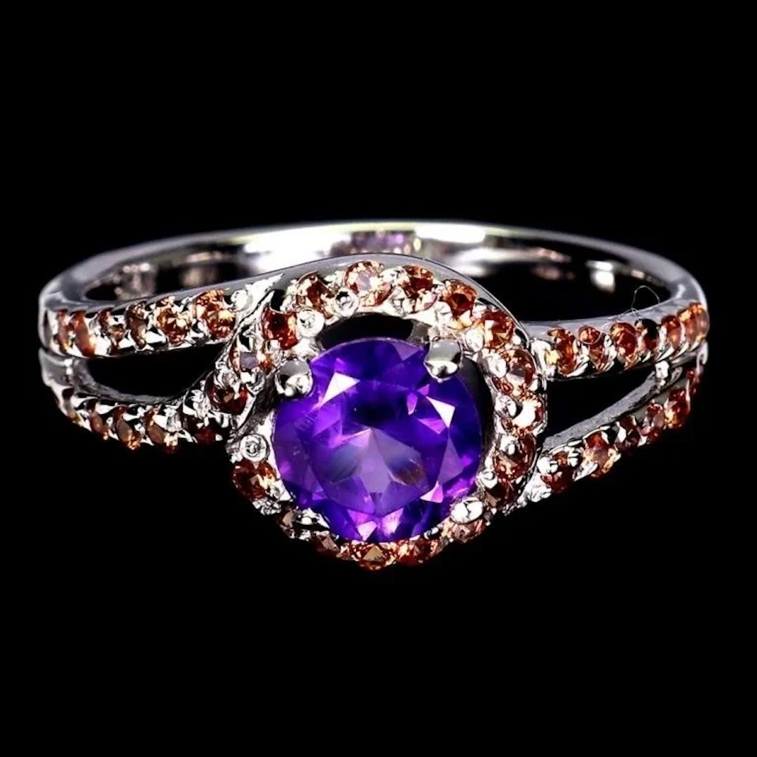 Natural Amethyst & Sapphire Ring
