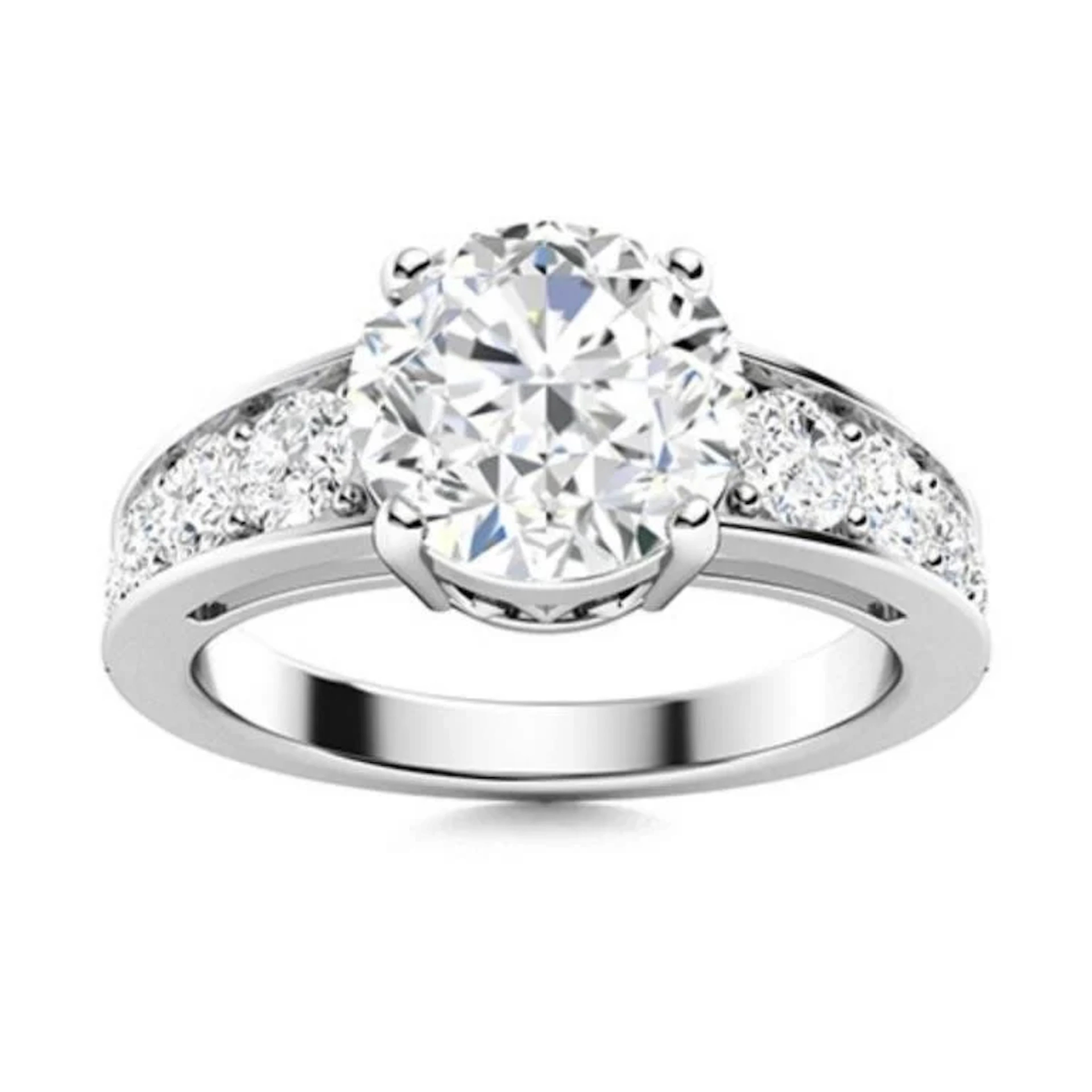Gold & Brilliant White Diamond 4.50 Cts Ring - E/V