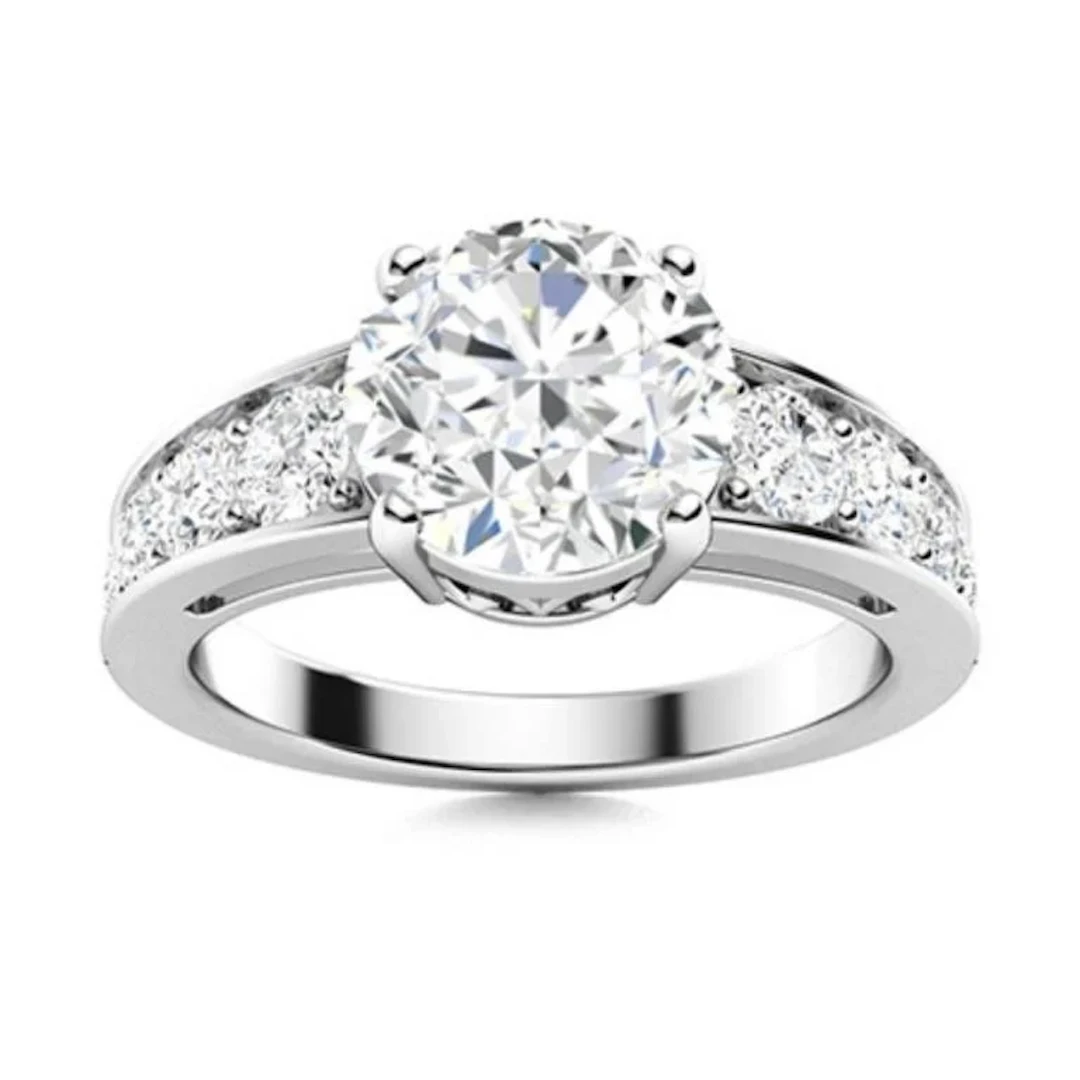 Gold & Brilliant White Diamond 4.50 Cts Ring - E/V