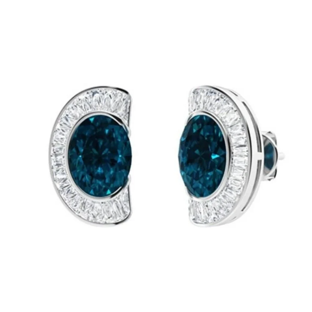 Gold Natural London Topaz Diamonds EarStuds
