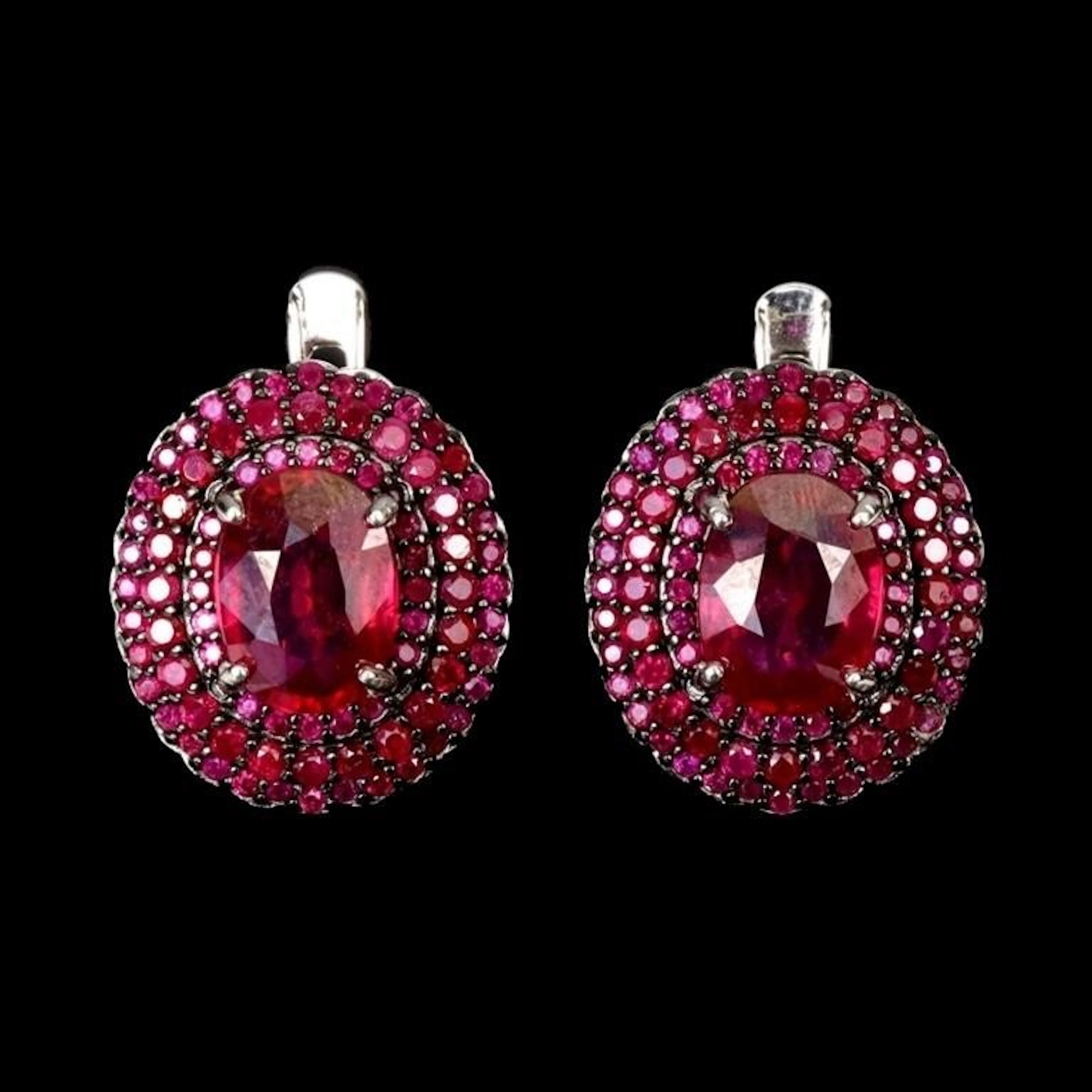 Natural Pigeon Blood Red Ruby Earrings