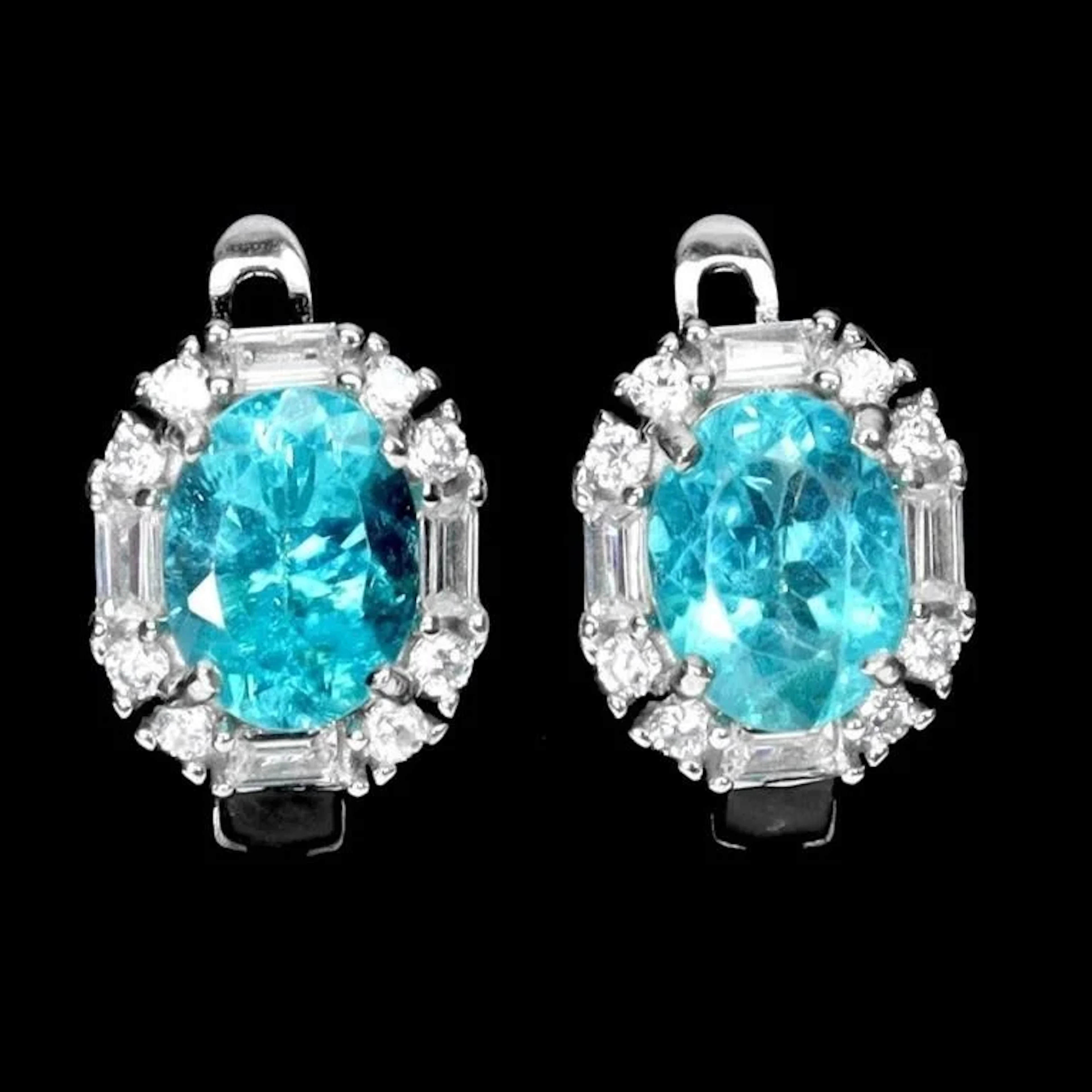 Natural Paraiba Oval Apatite Earrings
