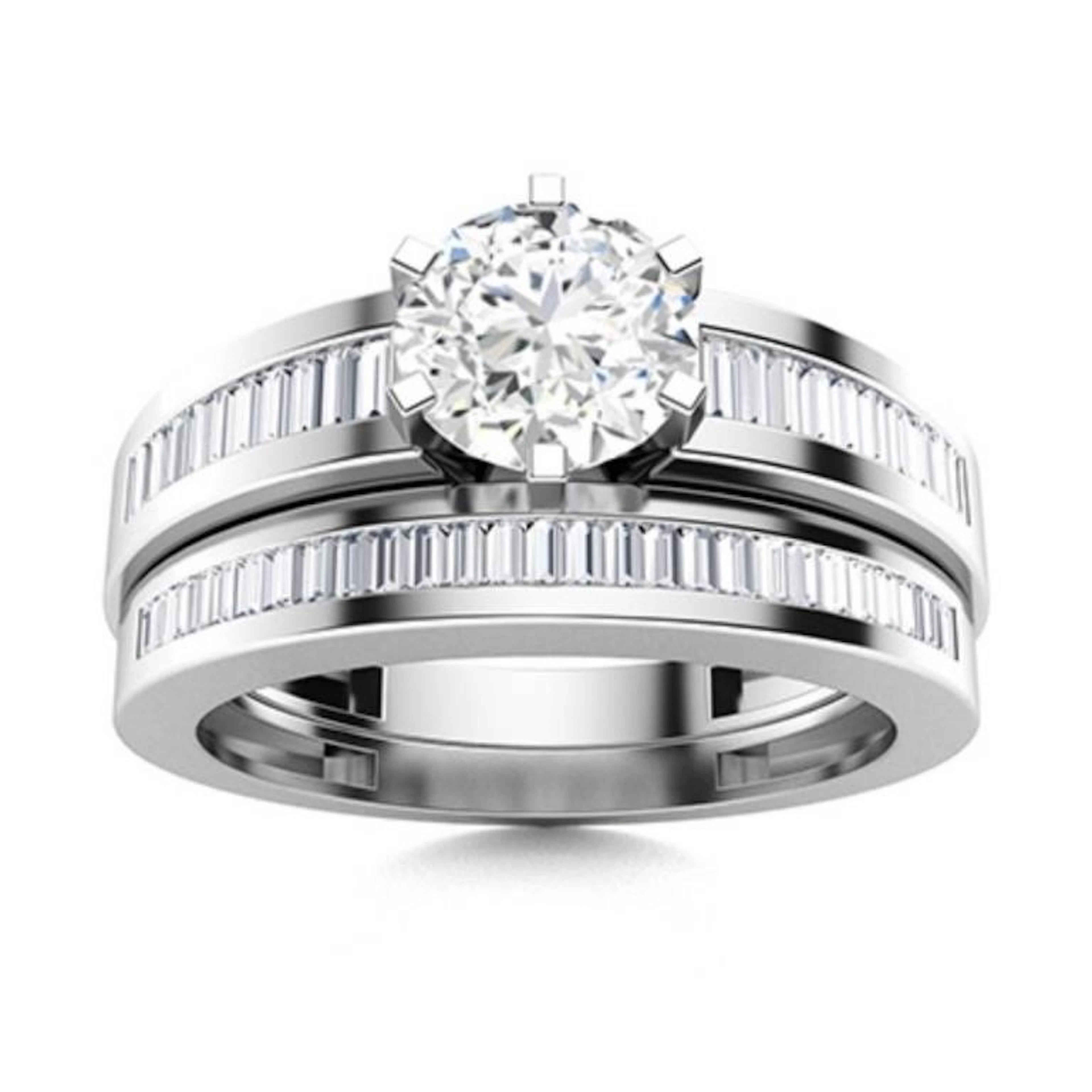 Gold & Lab Octagon Diamond 4.25 Cts Ring - E/VVS