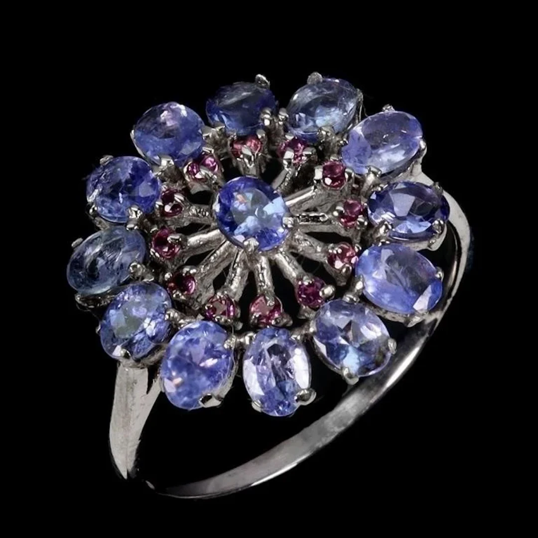 Natural Tanzanite & Garnet Ring