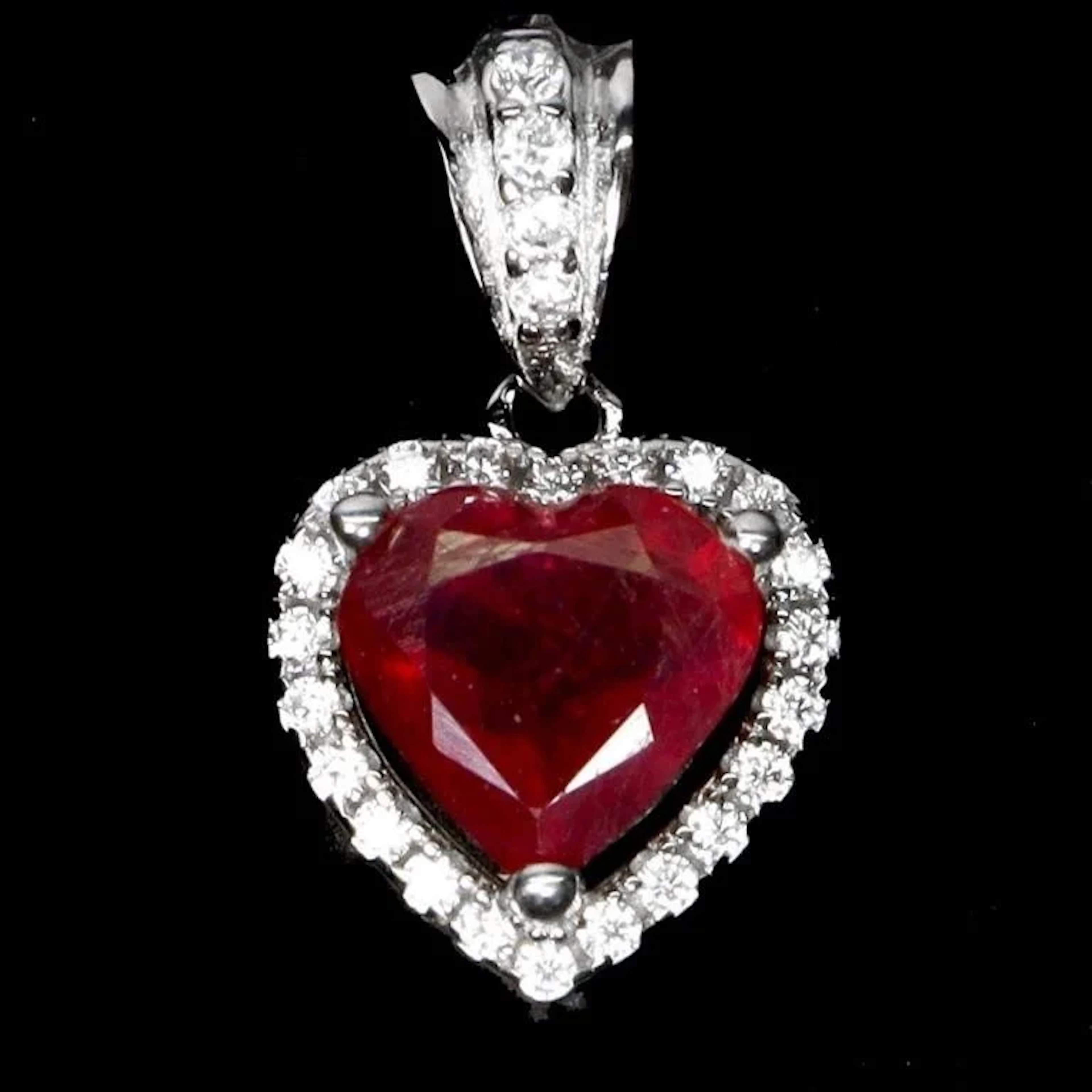 Natural Heart Pigeon Blood Red Ruby Pendant