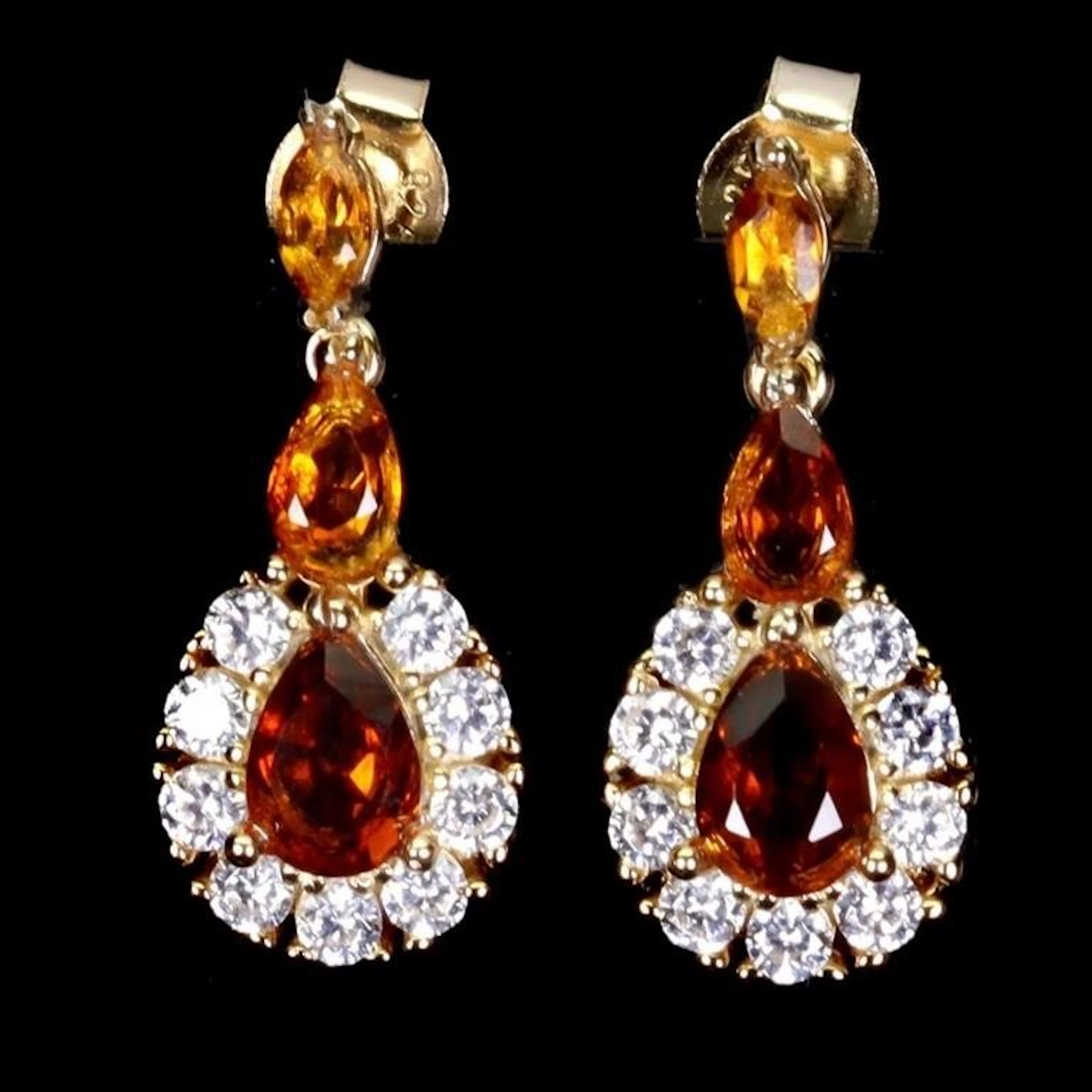 Natural Brazil Pear Citrine Earrings