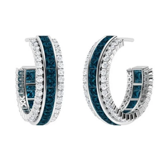 Gold Natural London Topaz Diamonds EarRings