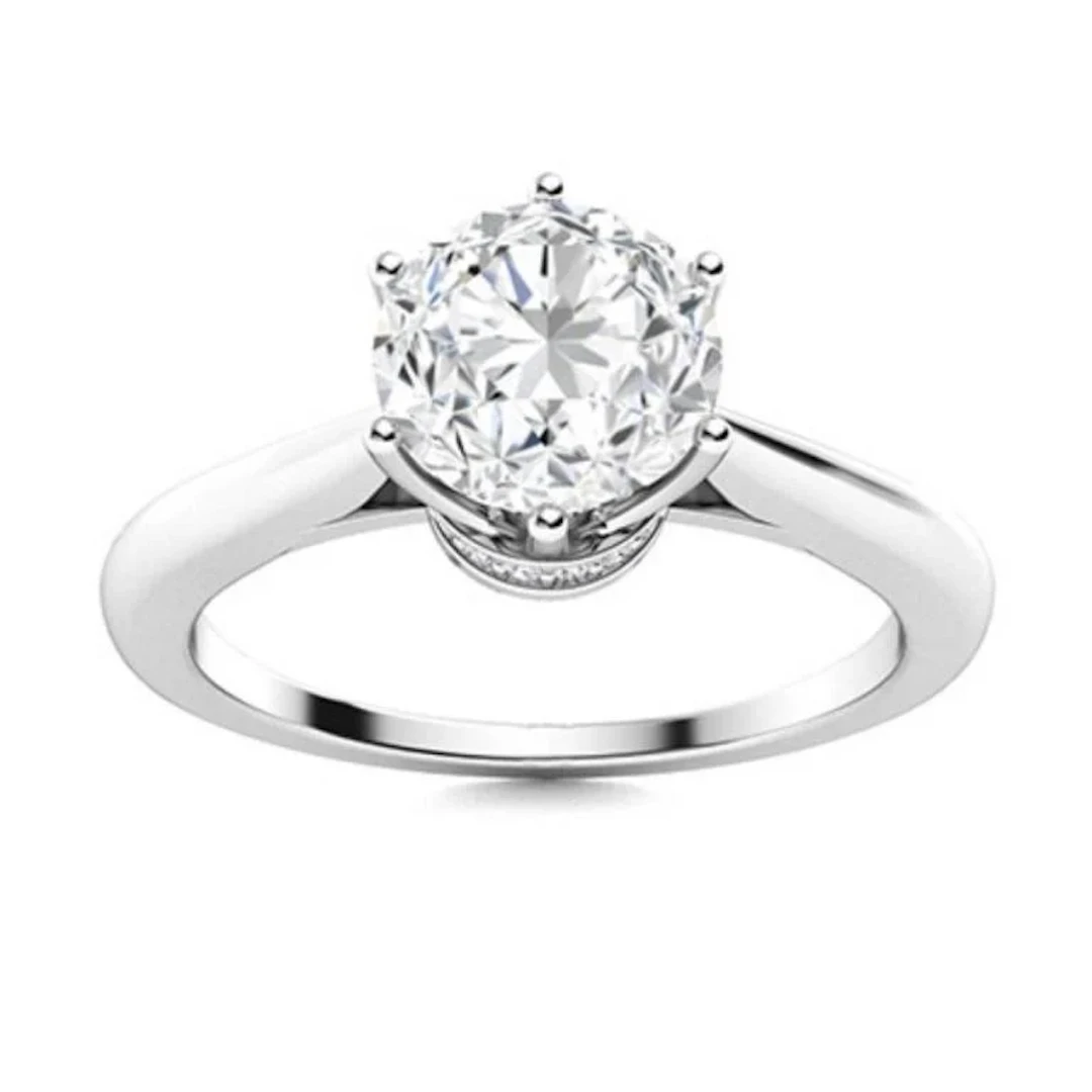 Gold & Brilliant White Diamond 2 Cts Ring - E/VVS