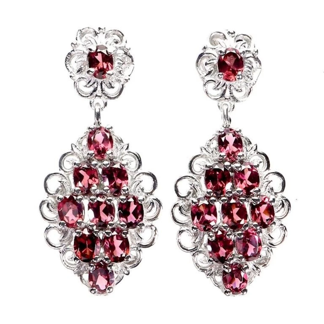 Natural Rhodolite Garnet Earrings