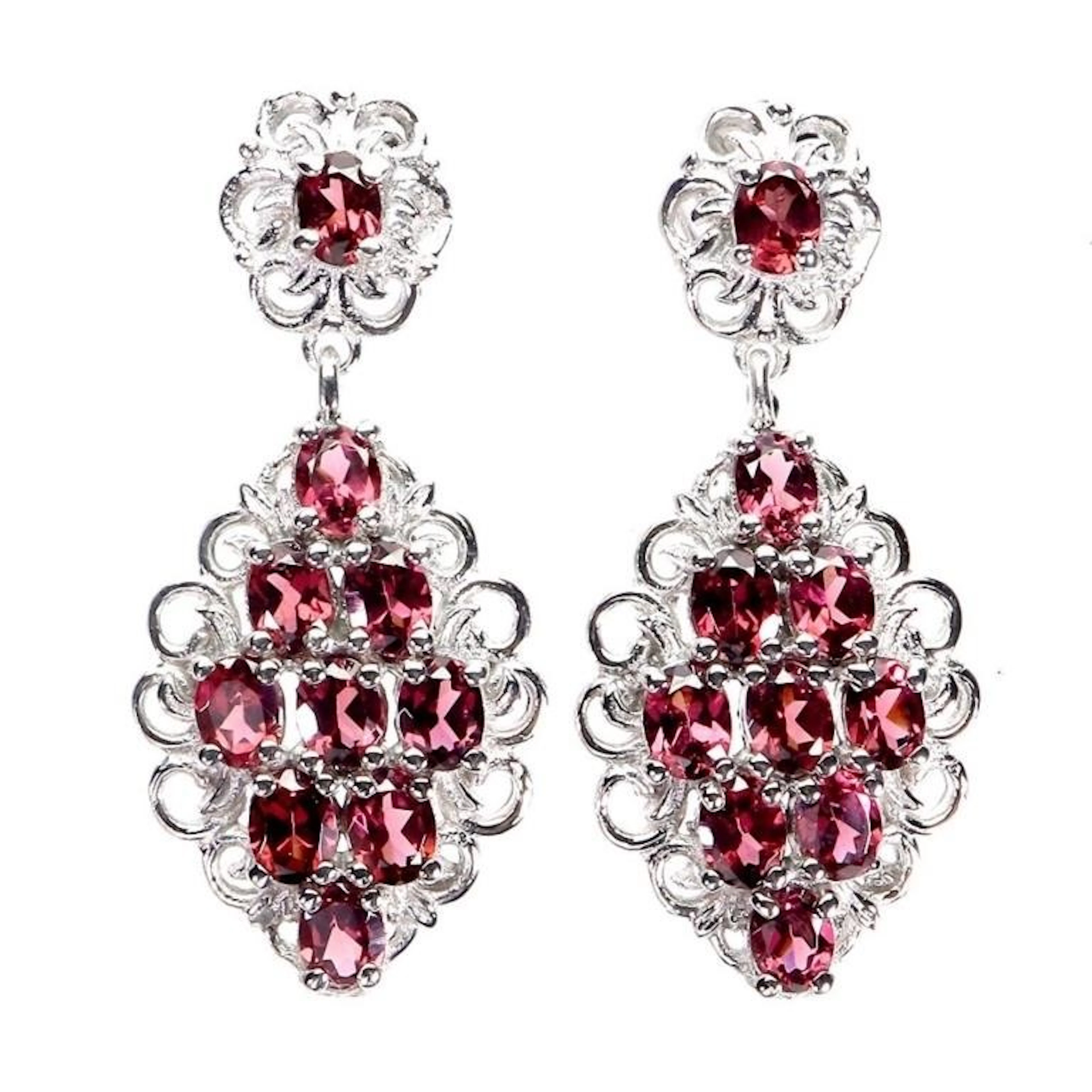 Natural Rhodolite Garnet Earrings