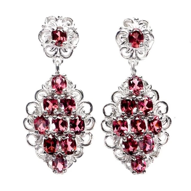 Natural Rhodolite Garnet Earrings