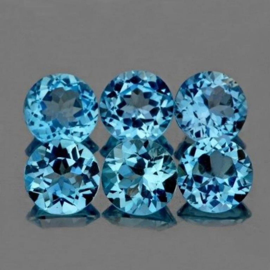 Natural Sky Blue Topaz 6 Pcs {Flawless-VVS1}