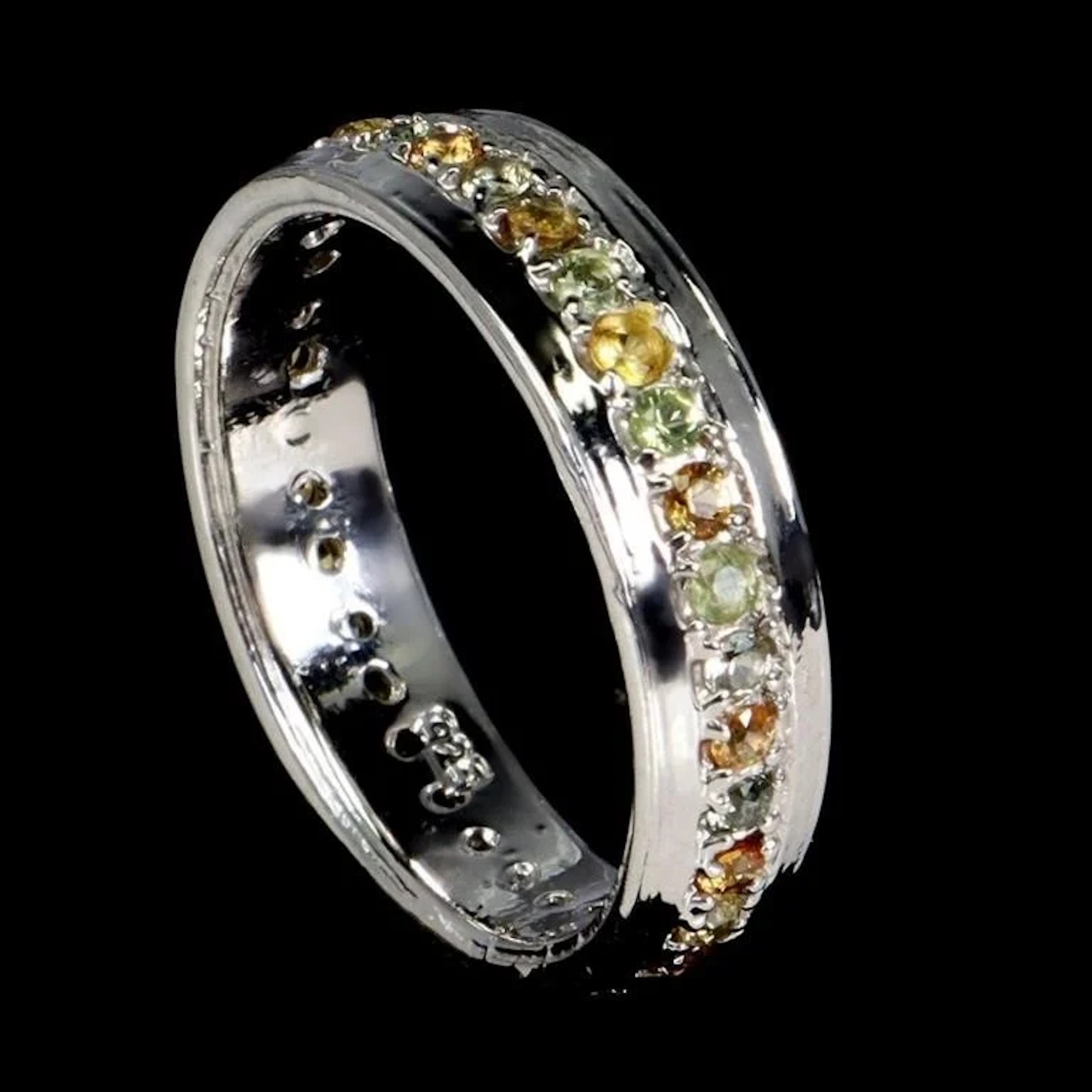 Natural Multi Color Sapphire Eternity Ring