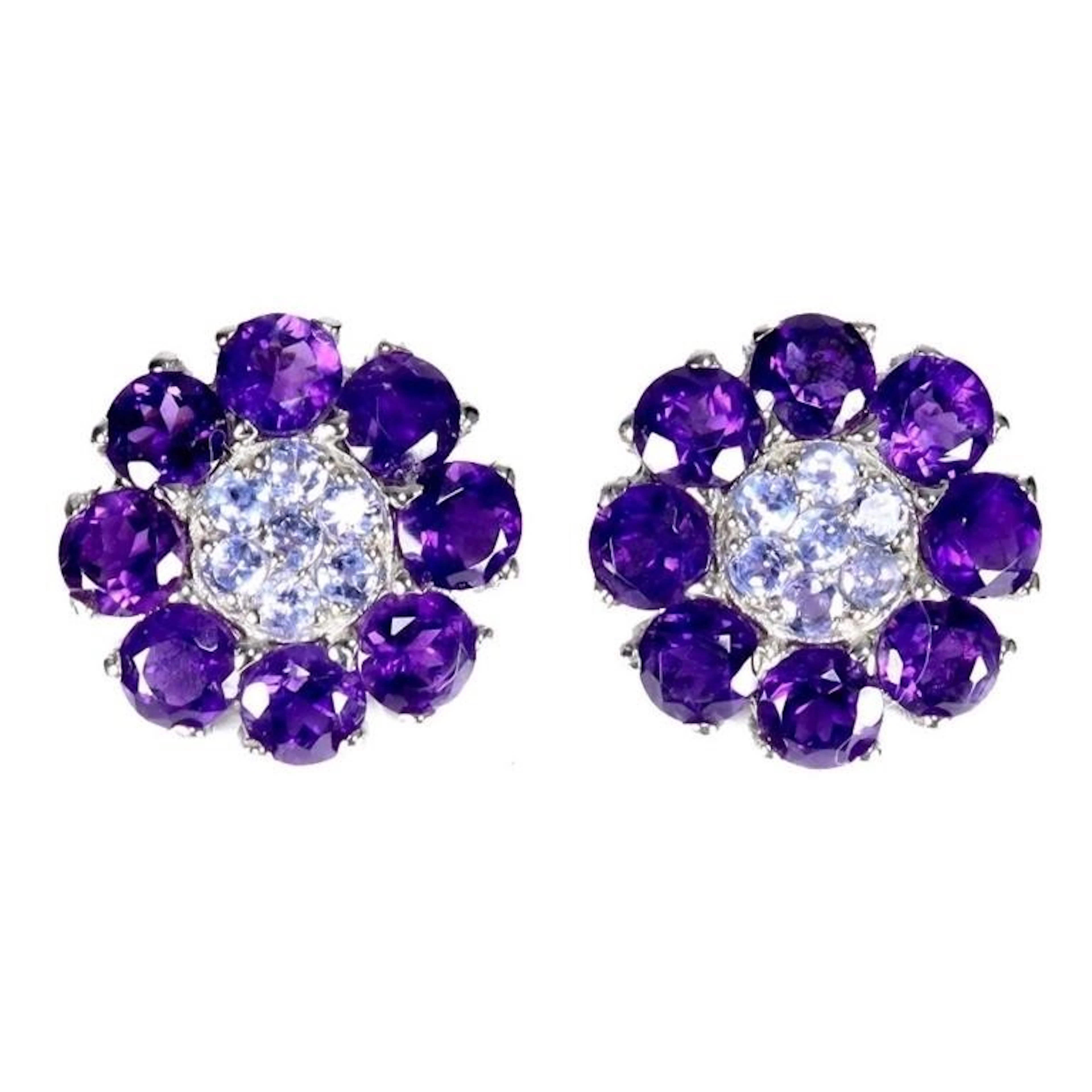 Natural Uruguay Purple Amethyst Earrings