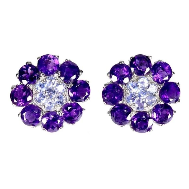 Natural Uruguay Purple Amethyst Earrings