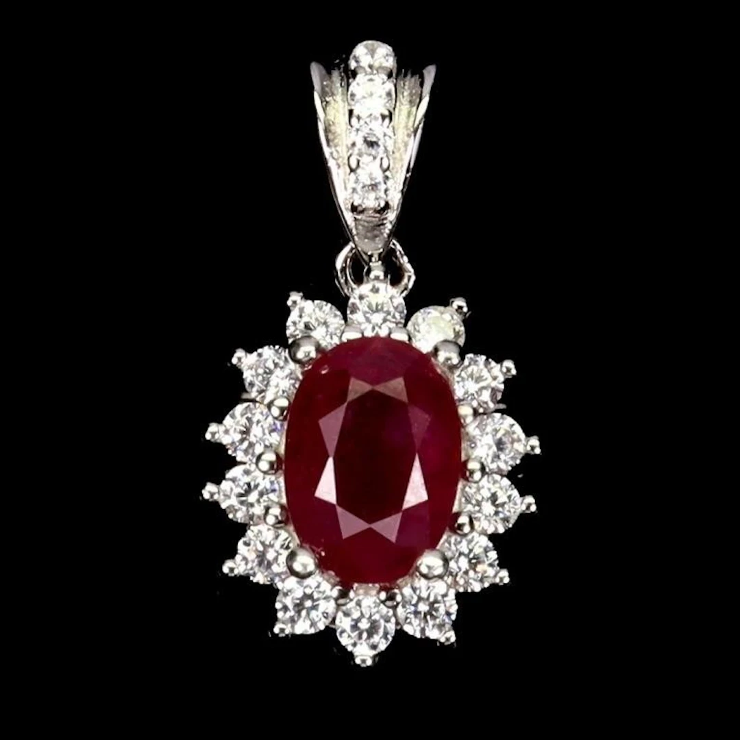 Natural Oval Pigeon Blood Red Ruby Pendant