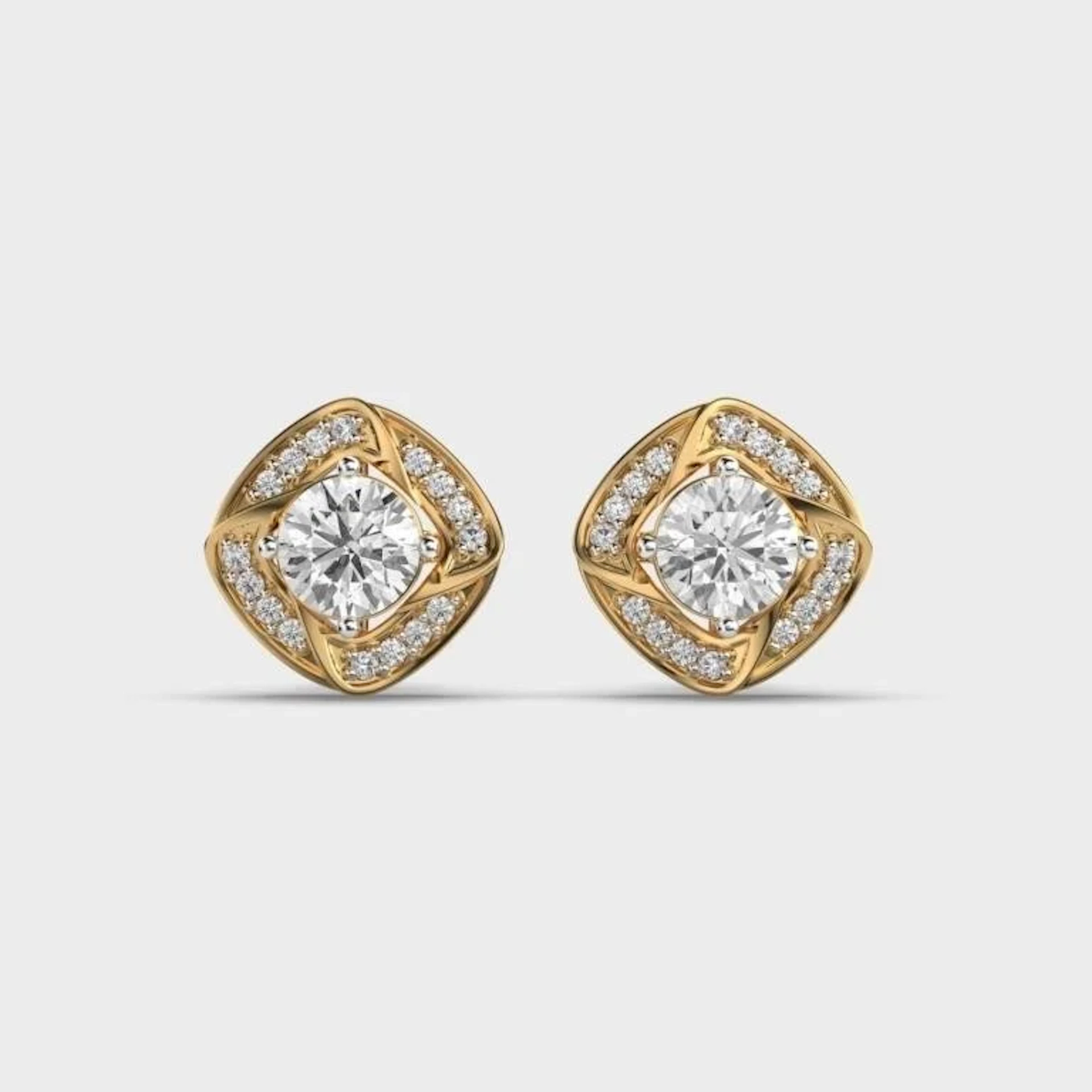 Gold & White Diamonds 2.50 Cts Ear Studs