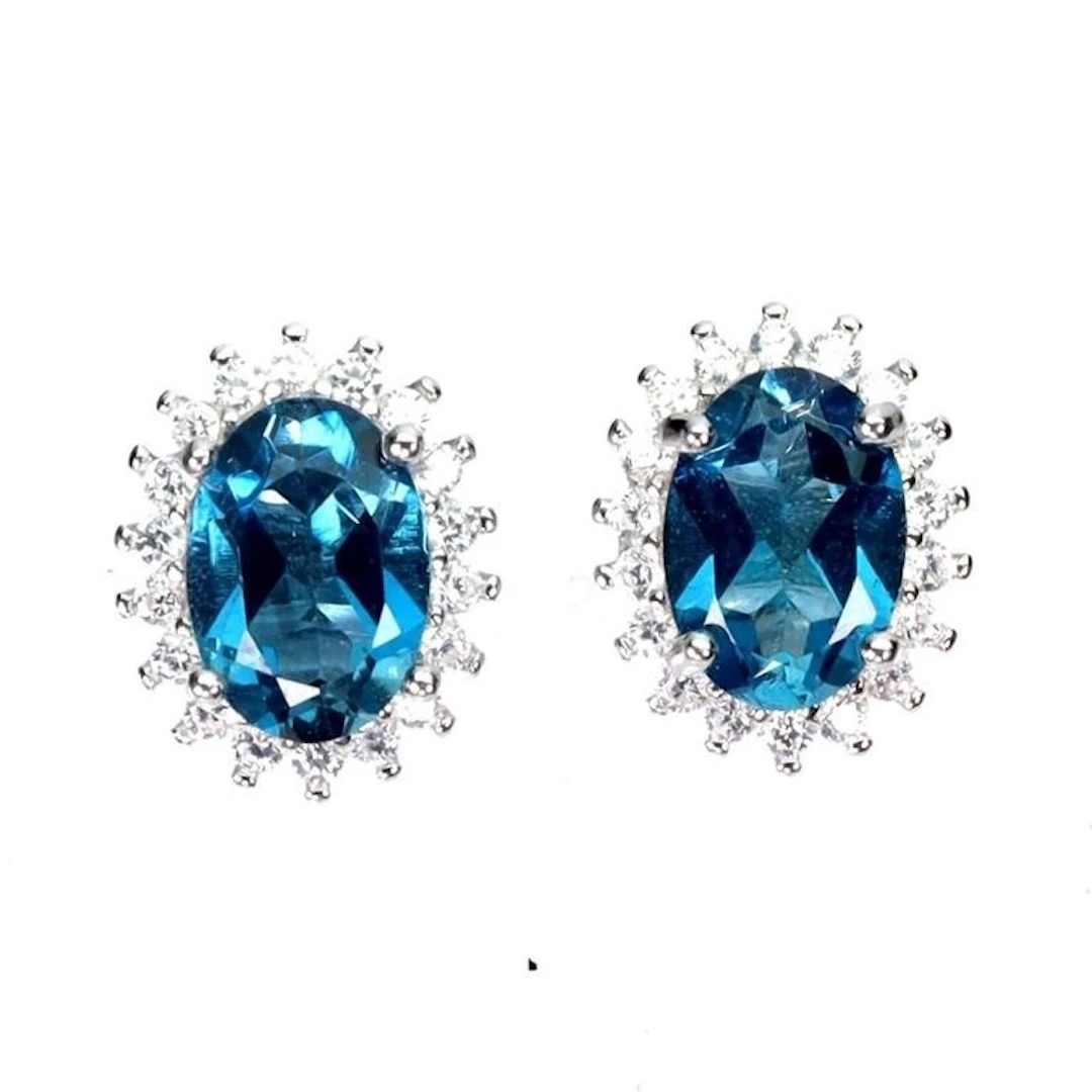 Natural Brazil London Blue Topaz Earstuds