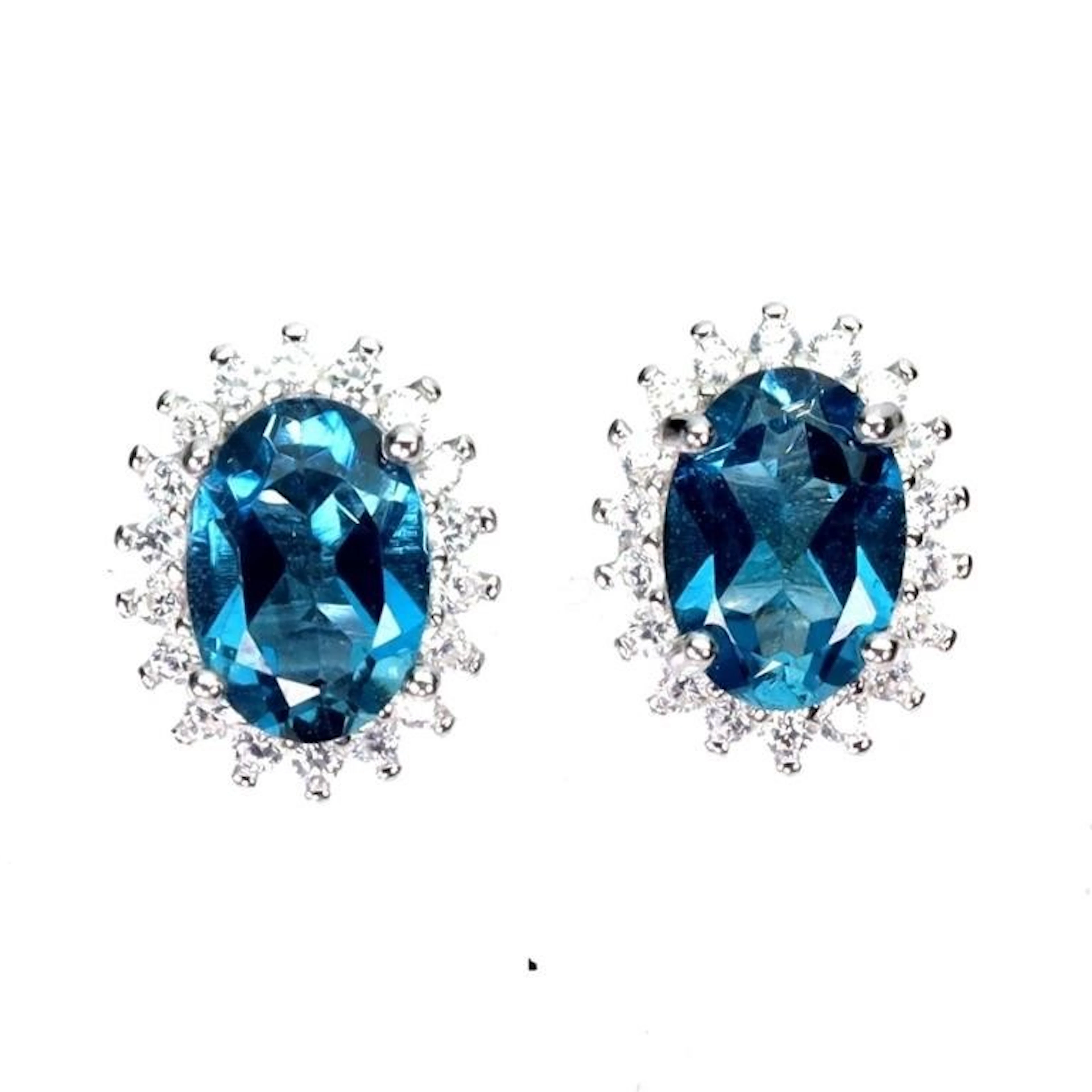 Natural Brazil London Blue Topaz Earstuds