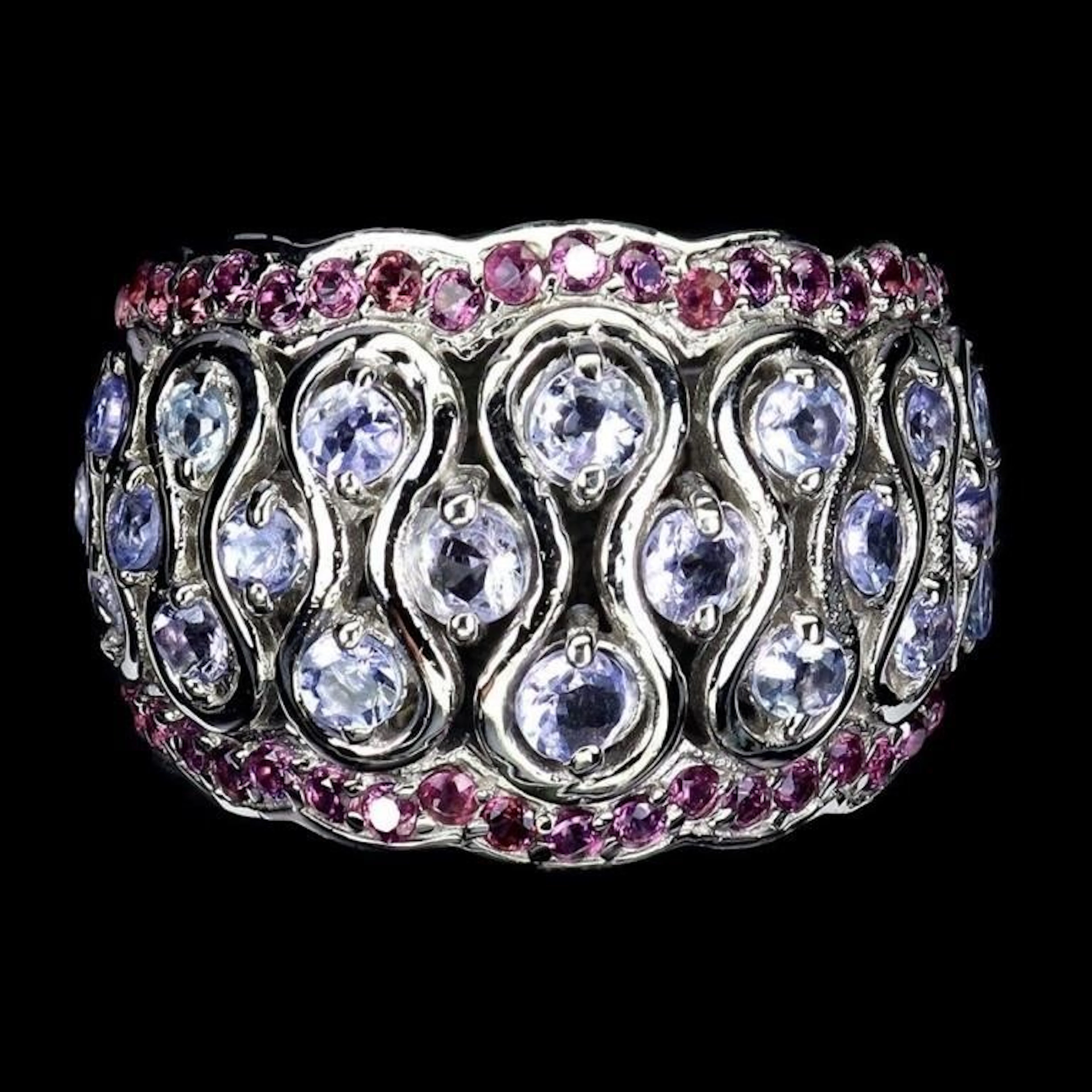 Natural Tanzanite Rhodolite Garnet Ring