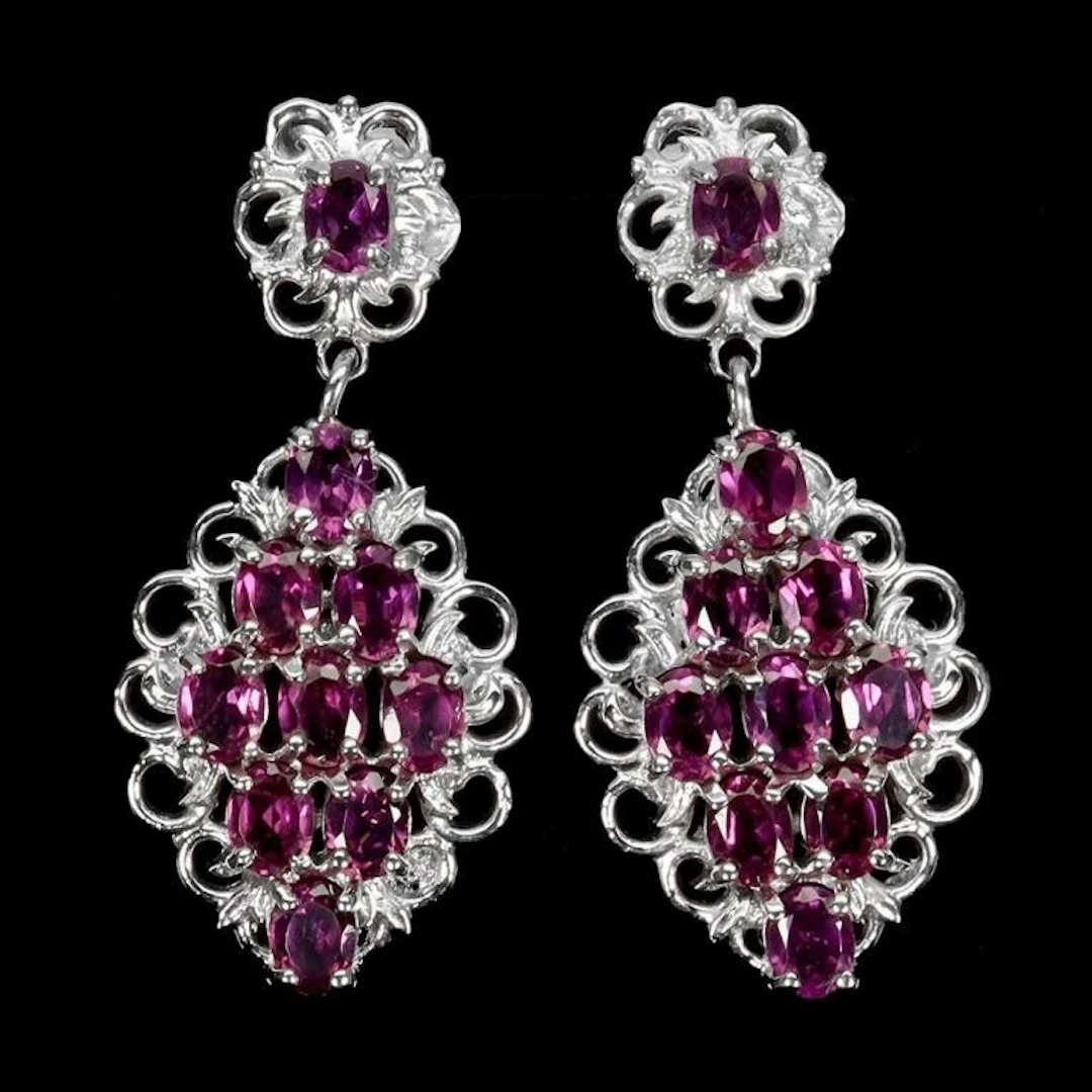 Natural Rhodolite Garnet Earrings