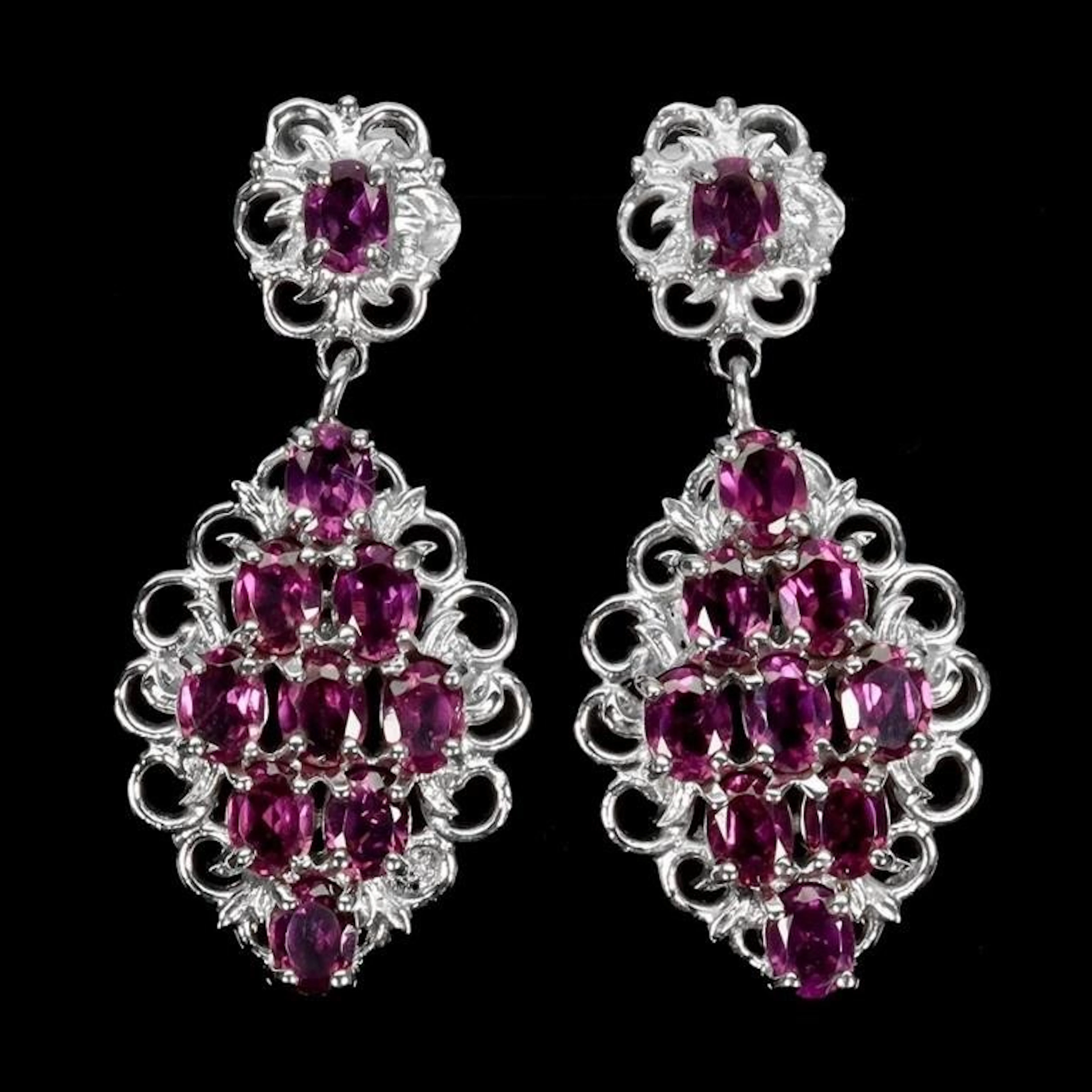 Natural Rhodolite Garnet Earrings