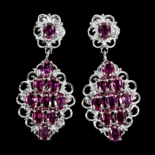 Natural Rhodolite Garnet Earrings