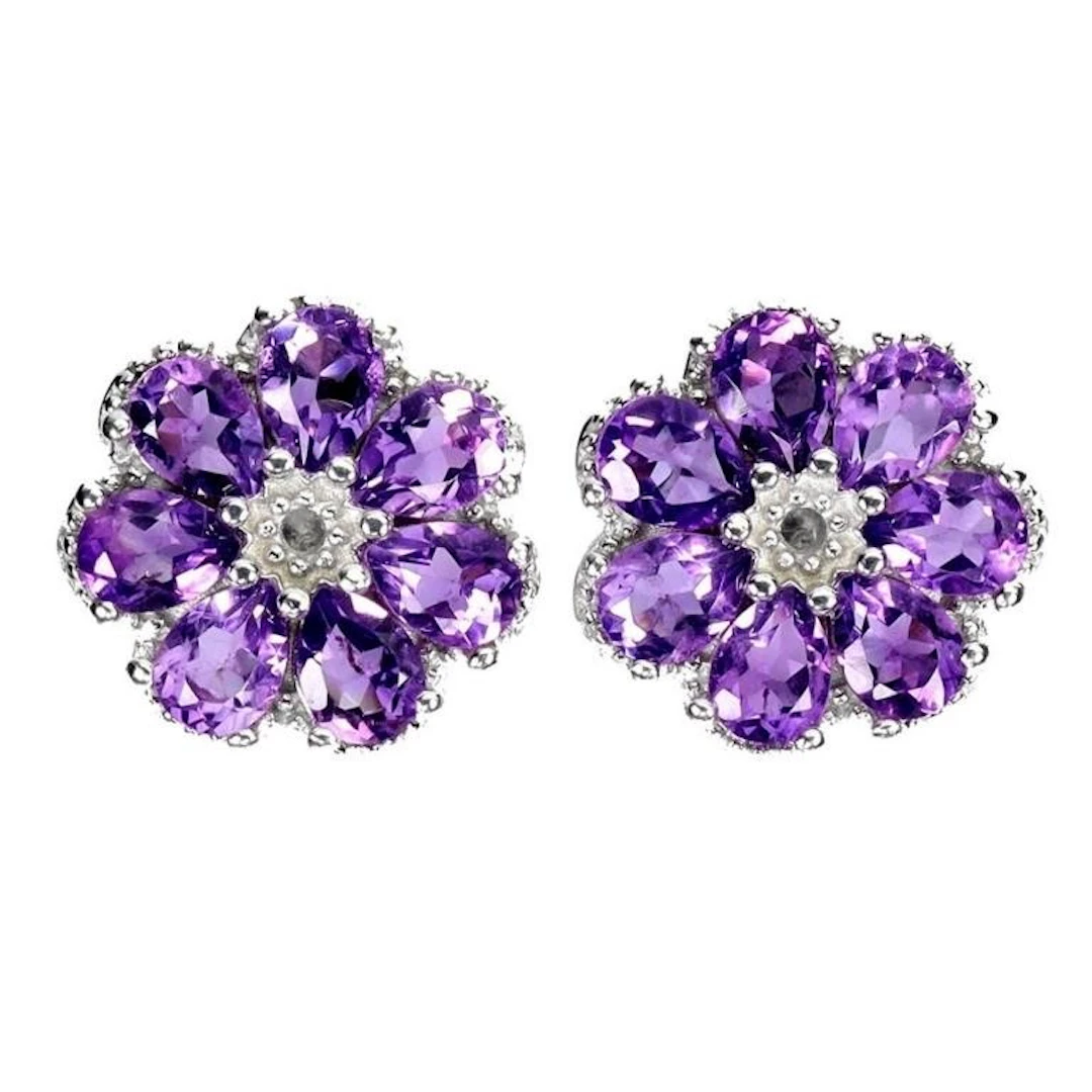 Natural Uruguay Purple Amethyst Earrings