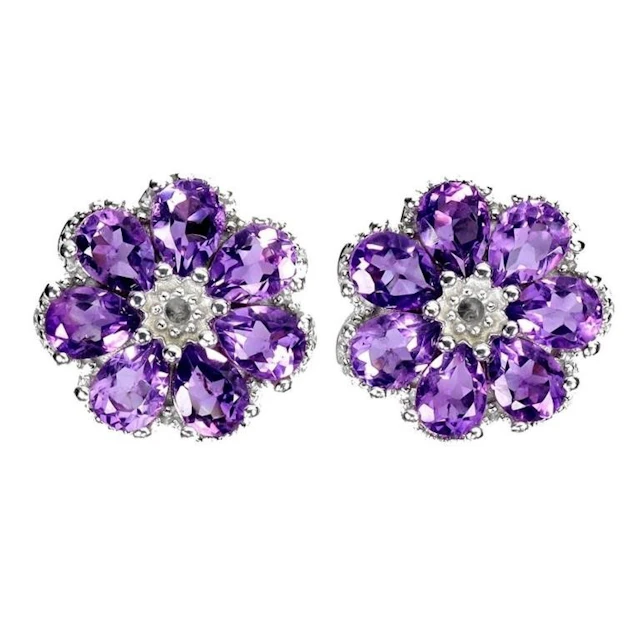 Natural Uruguay Purple Amethyst Earrings