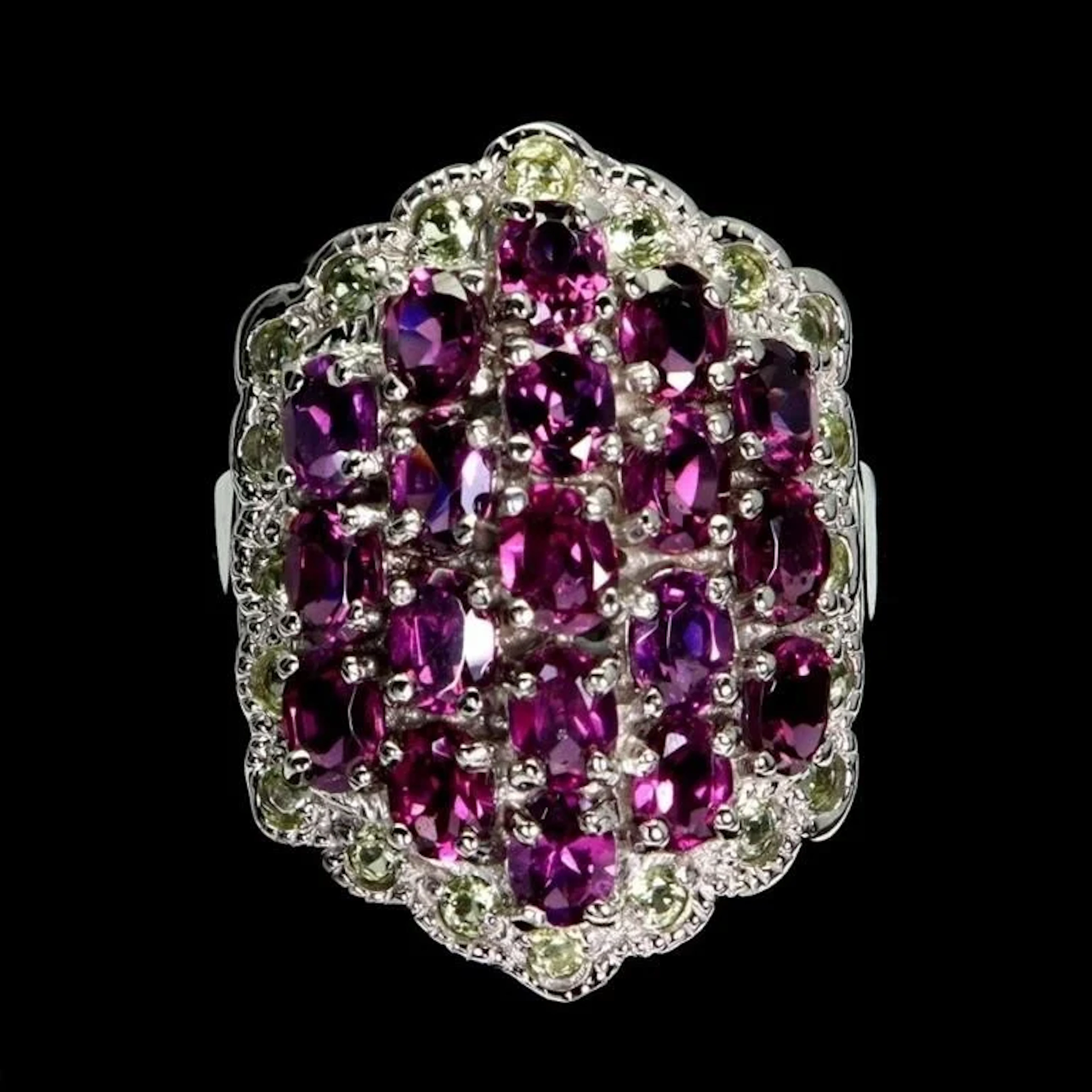 Natural Rhodolite Garnet & Sapphire Ring
